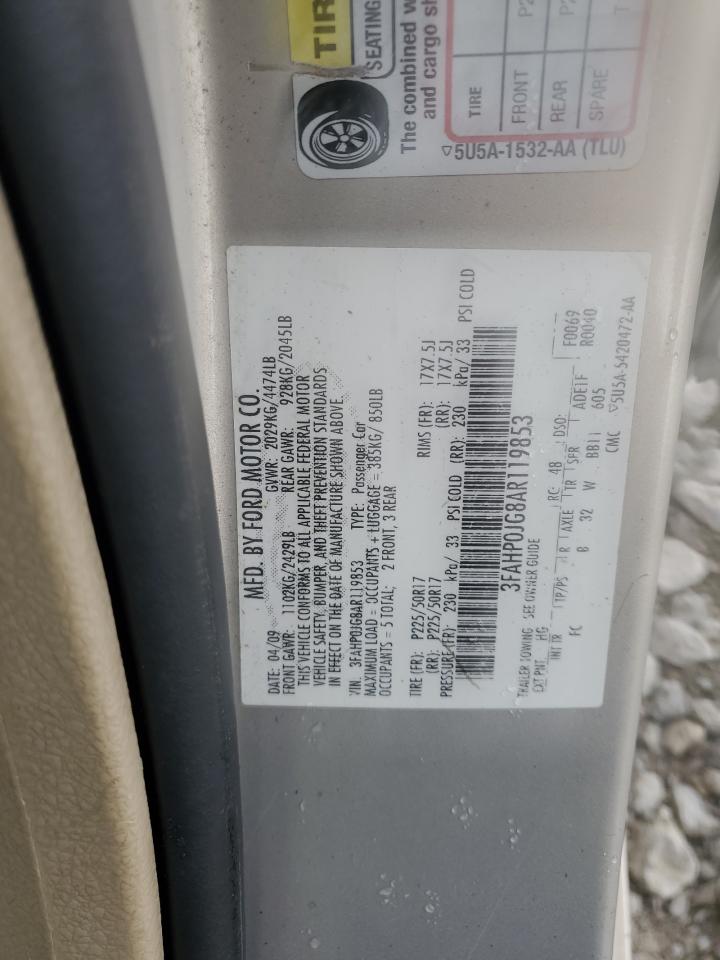 2010 Ford Fusion Sel VIN: 3FAHP0JG8AR119853 Lot: 64423244