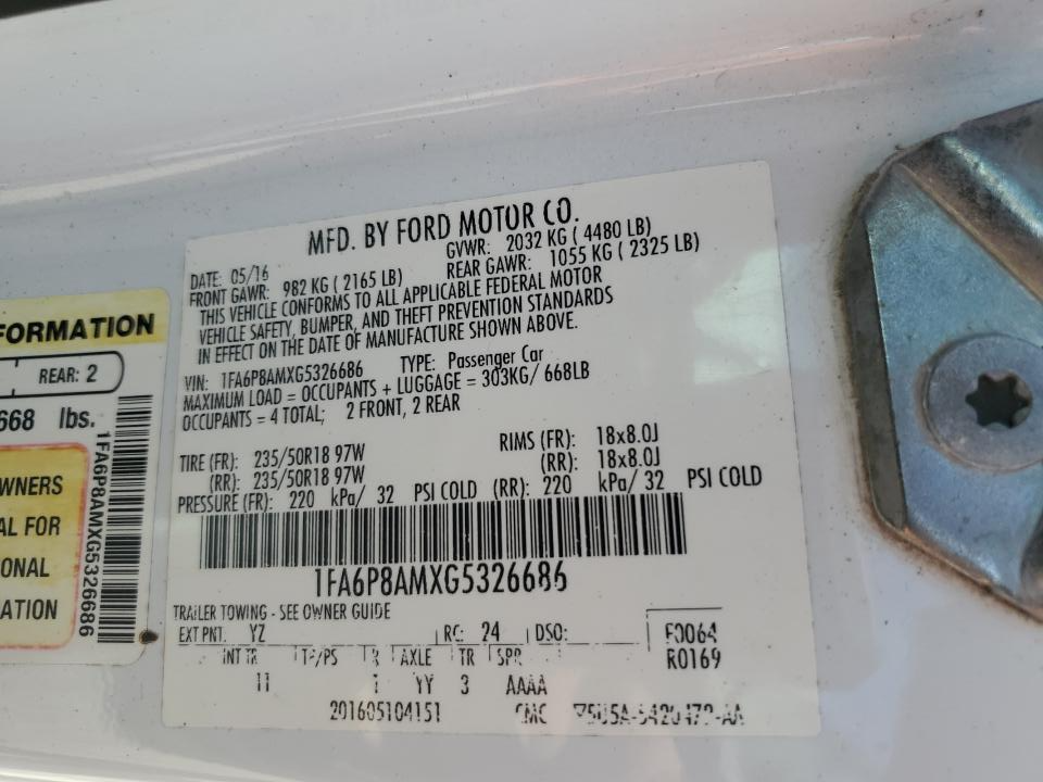 1FA6P8AMXG5326686 2016 Ford Mustang