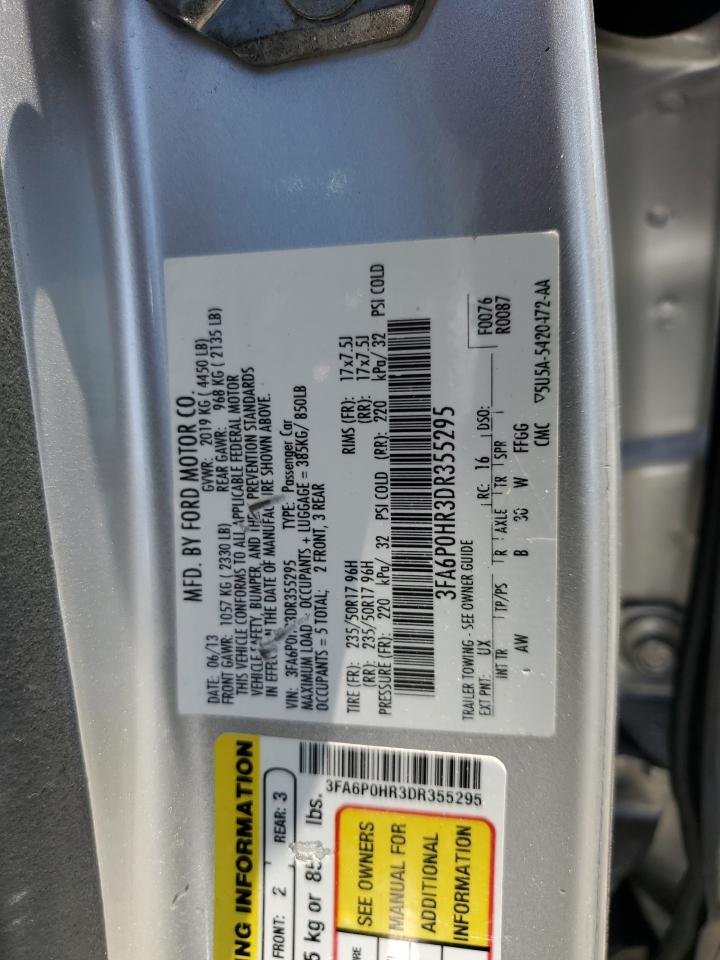 2013 Ford Fusion Se VIN: 3FA6P0HR3DR355295 Lot: 63759414