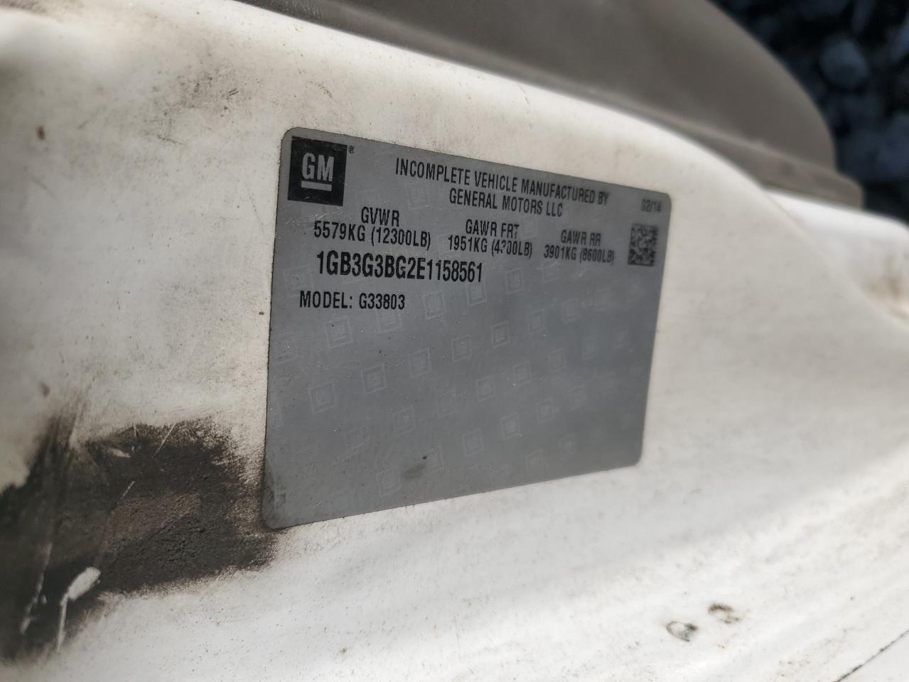 2014 Chevrolet Express G3500 VIN: 1GB3G3BG2E1158561 Lot: 61441594