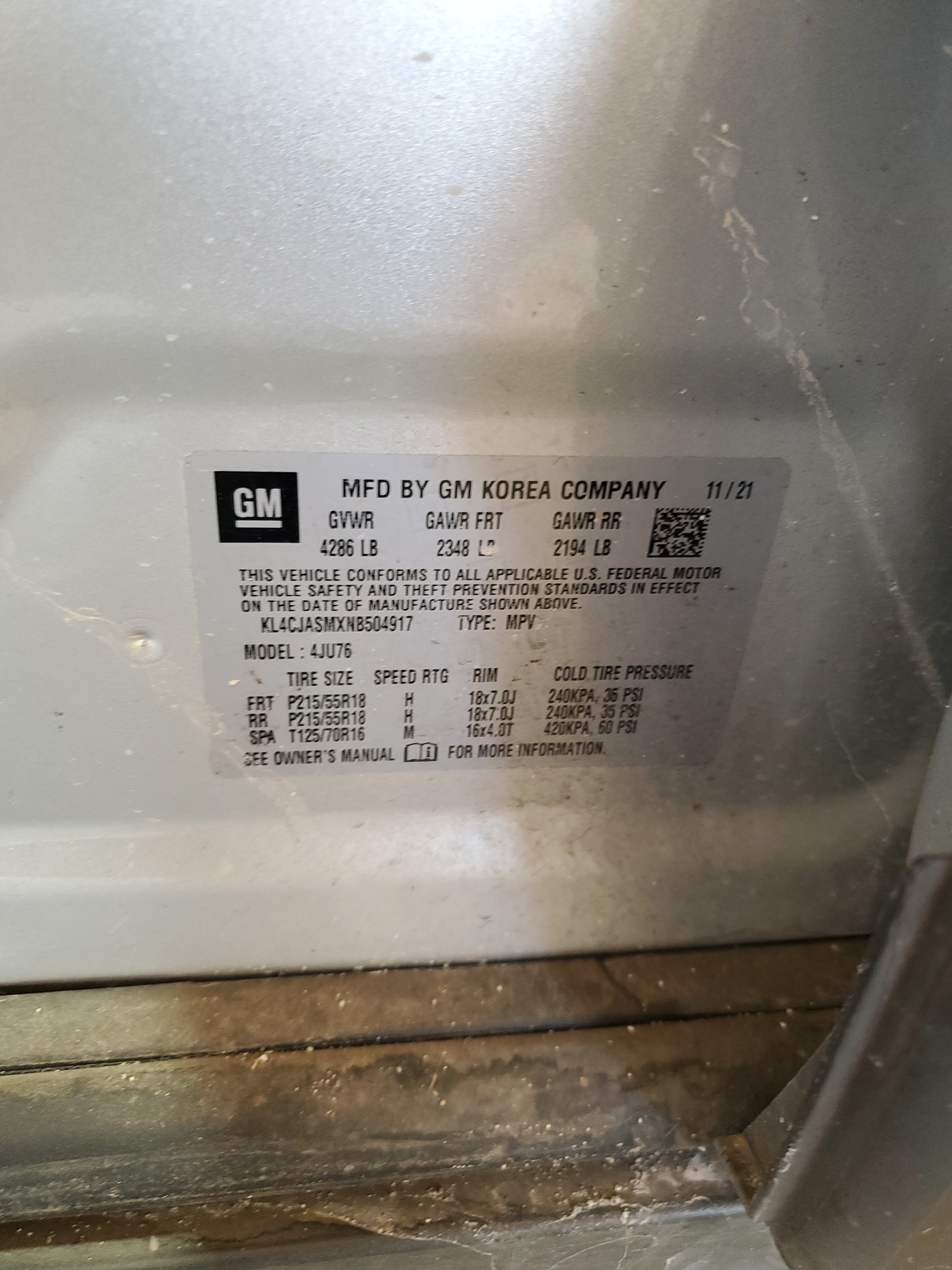 KL4CJASMXNB504917 2022 Buick Encore Preferred