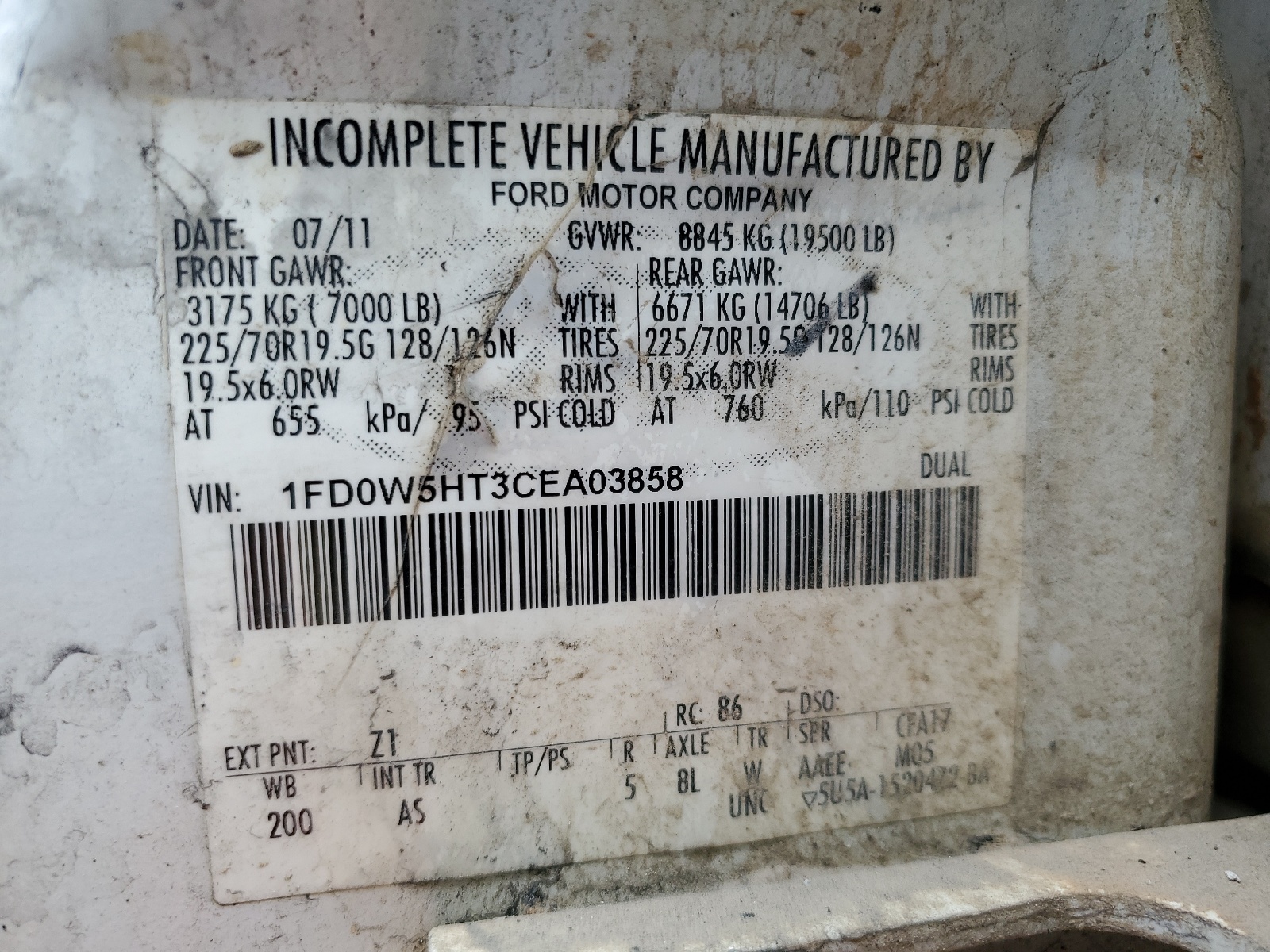 1FD0W5HT3CEA03858 2012 Ford F550 Super Duty