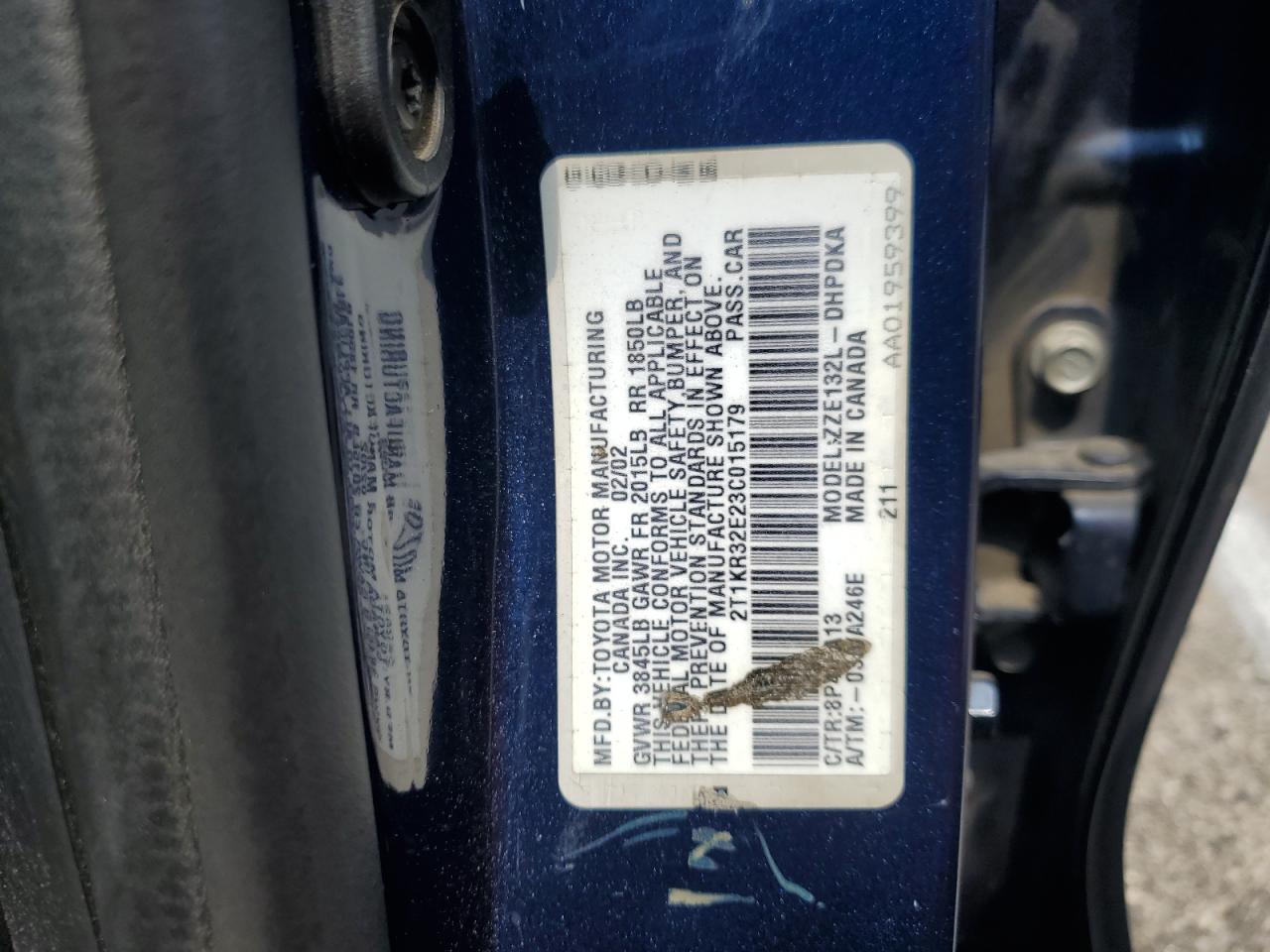 2003 Toyota Corolla Matrix Xr VIN: 2T1KR32E23C015179 Lot: 62530394