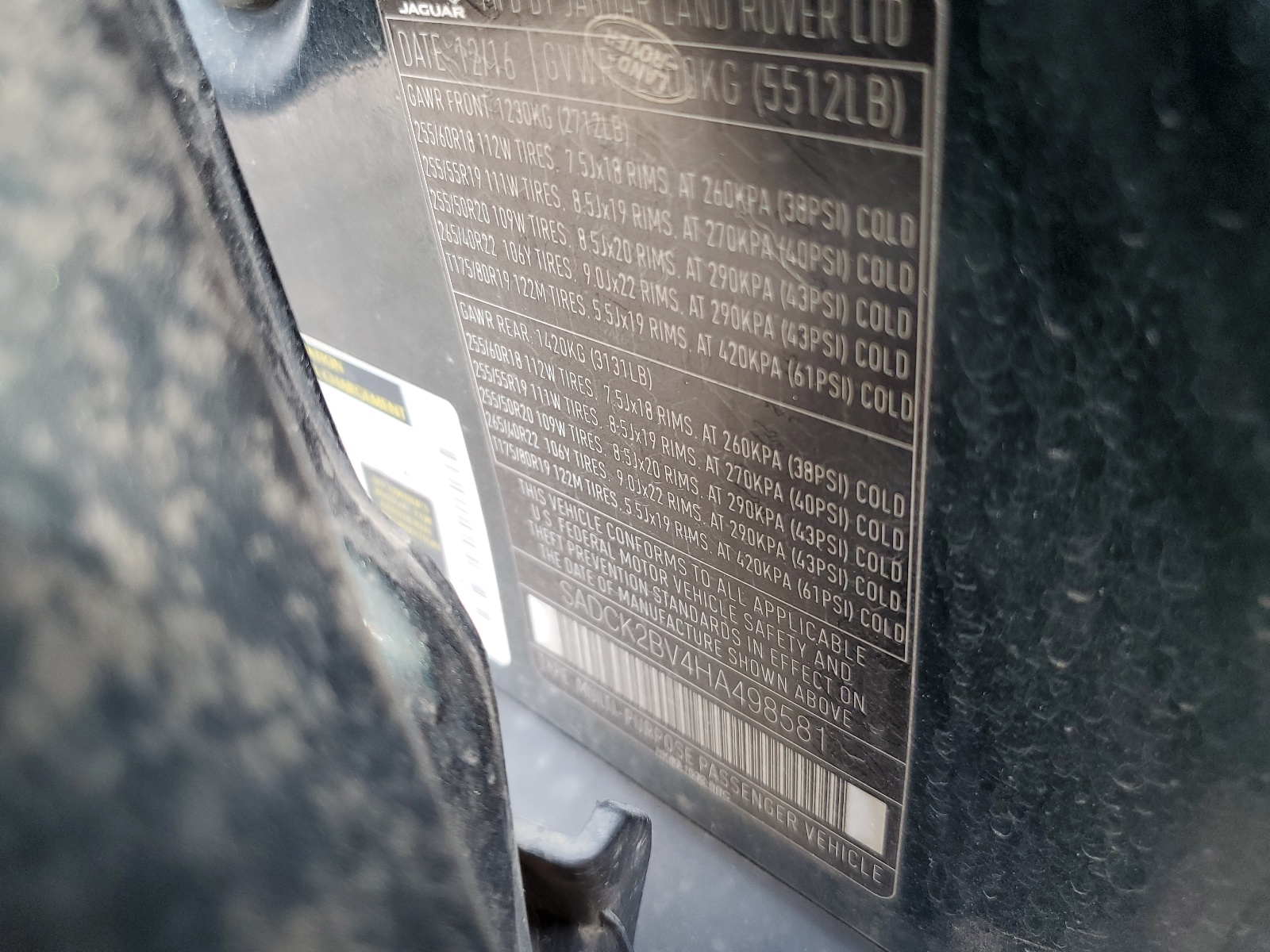 SADCK2BV4HA498581 2017 Jaguar F-Pace Prestige