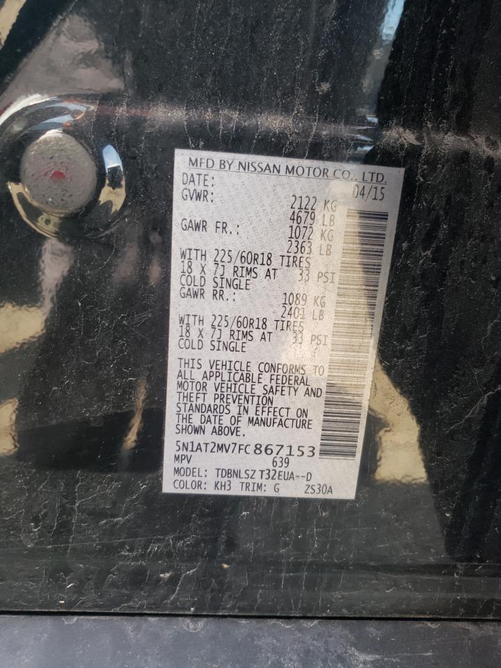 2015 Nissan Rogue S VIN: 5N1AT2MV7FC867153 Lot: 61403994