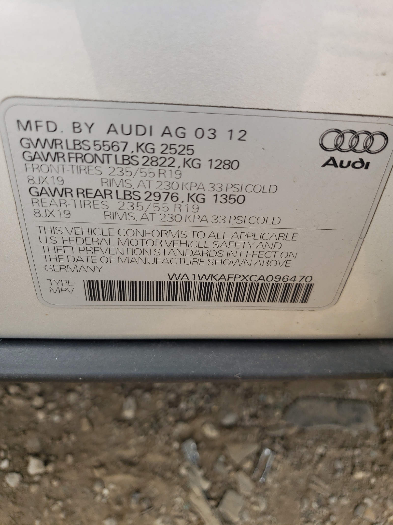 WA1WKAFPXCA096470 2012 Audi Q5 Prestige