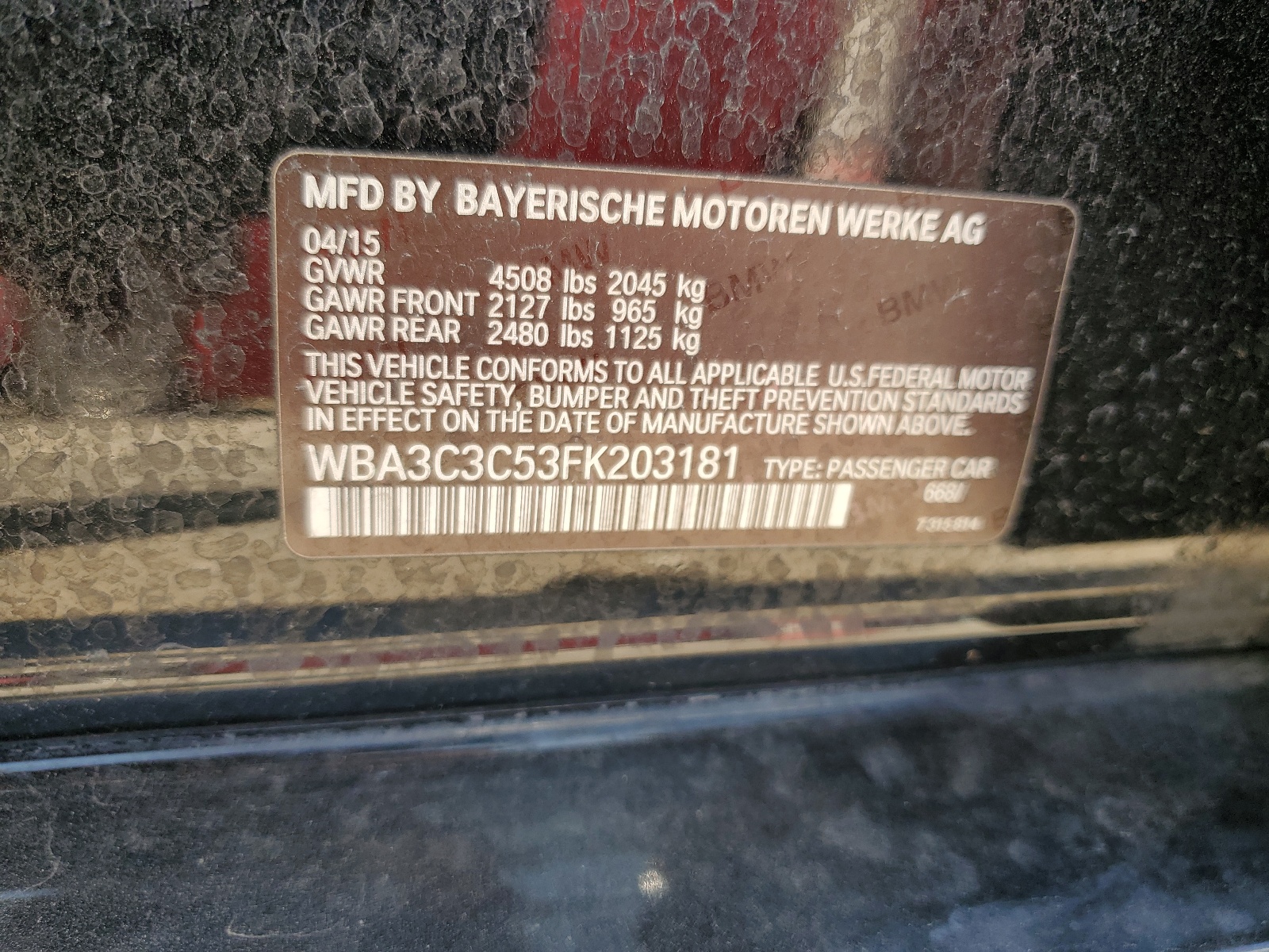 WBA3C3C53FK203181 2015 BMW 320 I xDrive