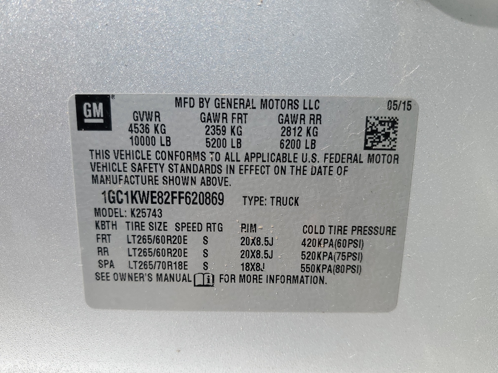 1GC1KWE82FF620869 2015 Chevrolet Silverado K2500 Heavy Duty Ltz