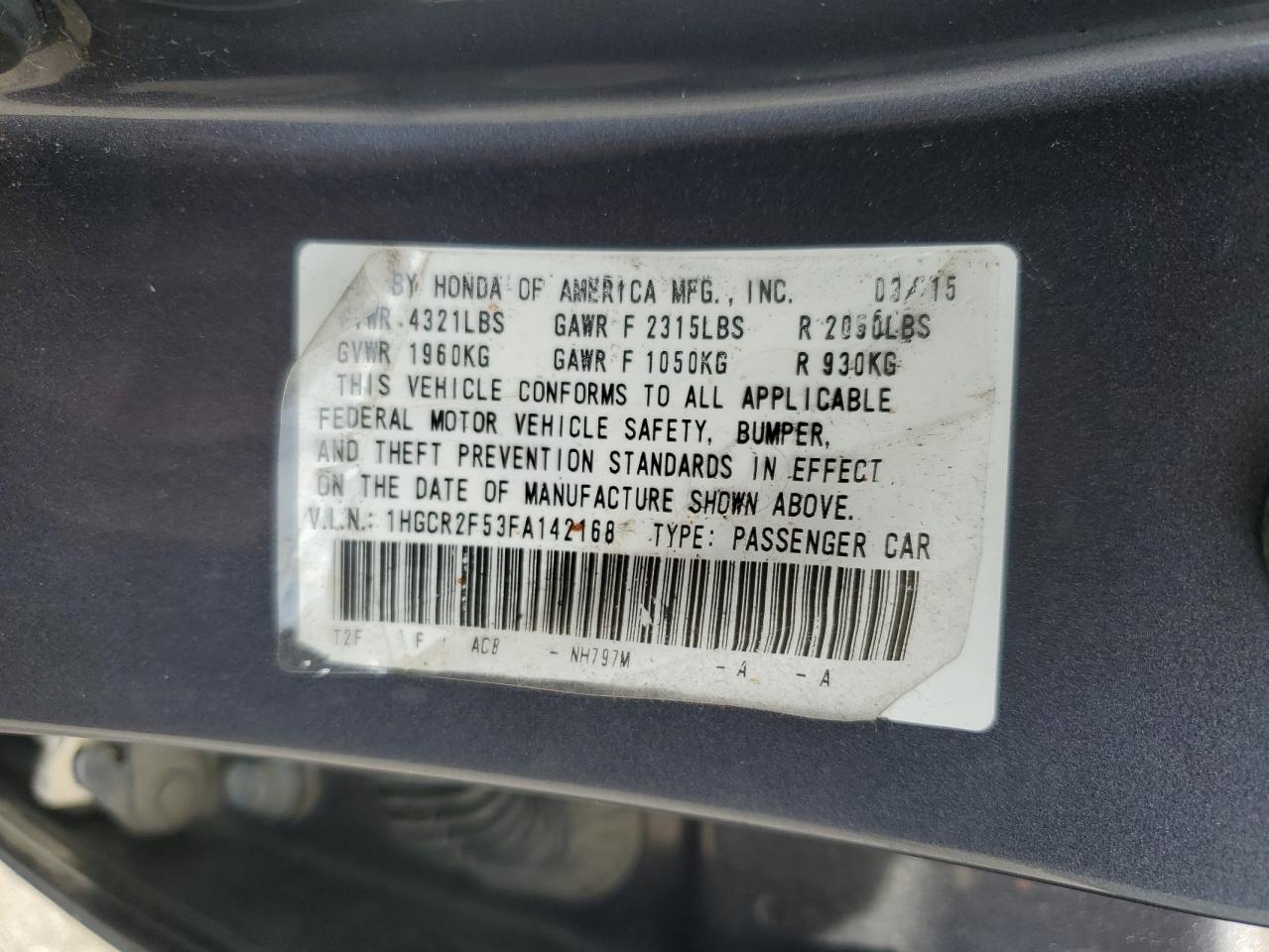 1HGCR2F53FA142168 2015 HONDA ACCORD - Image 14