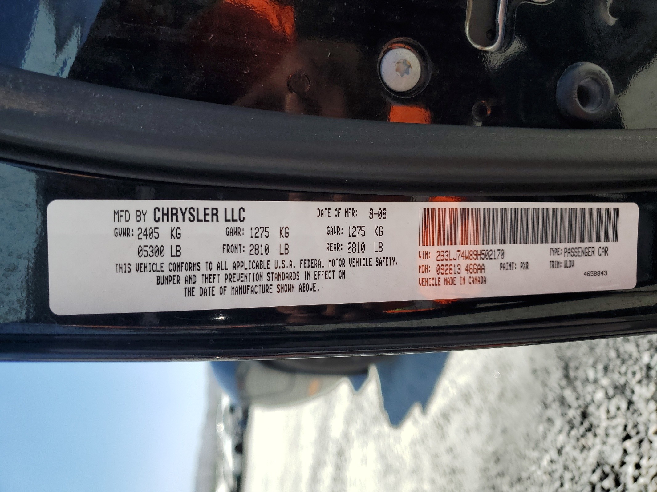 2B3LJ74W89H502170 2009 Dodge Challenger Srt-8