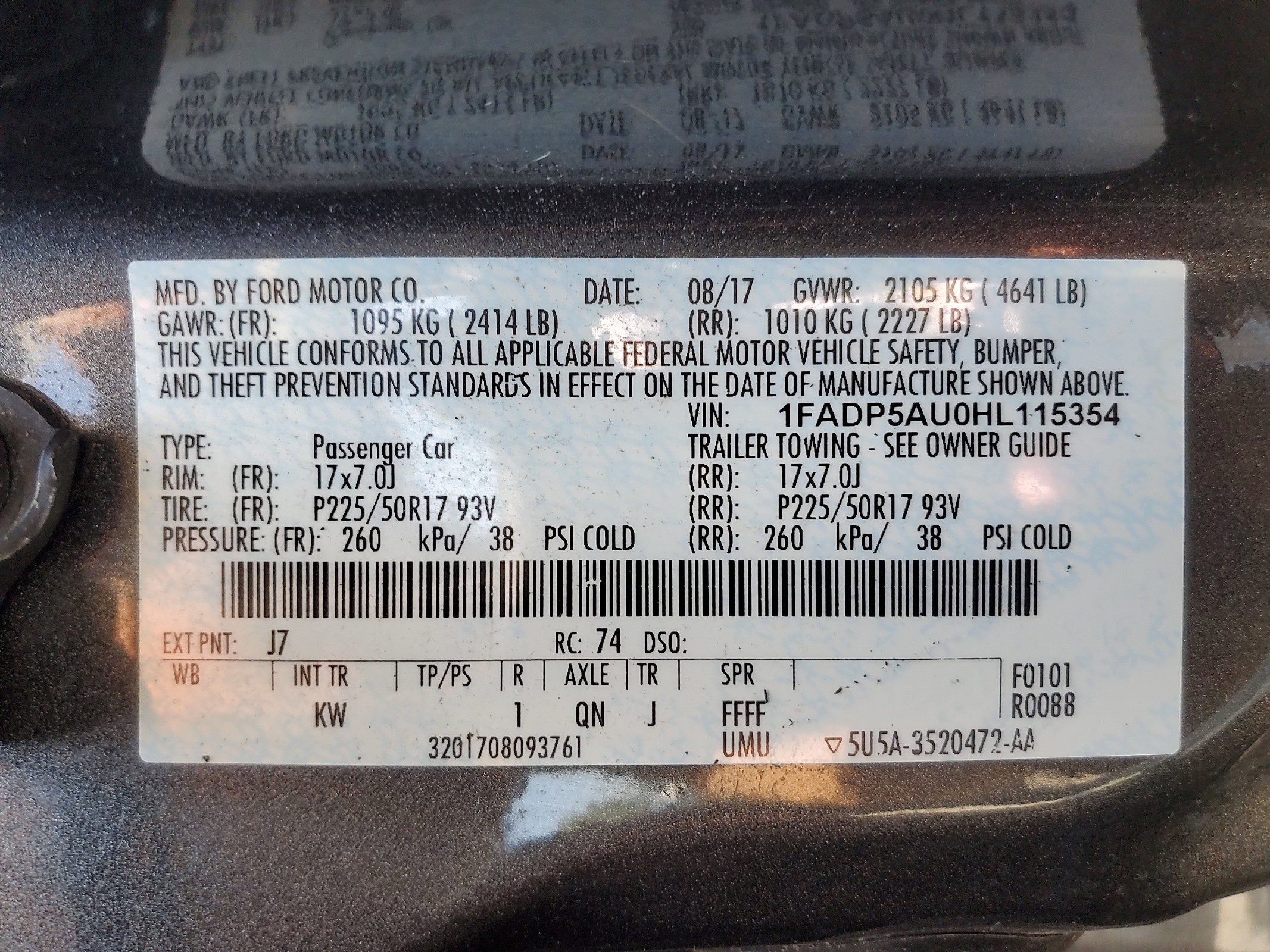 1FADP5AU0HL115354 2017 Ford C-Max Se