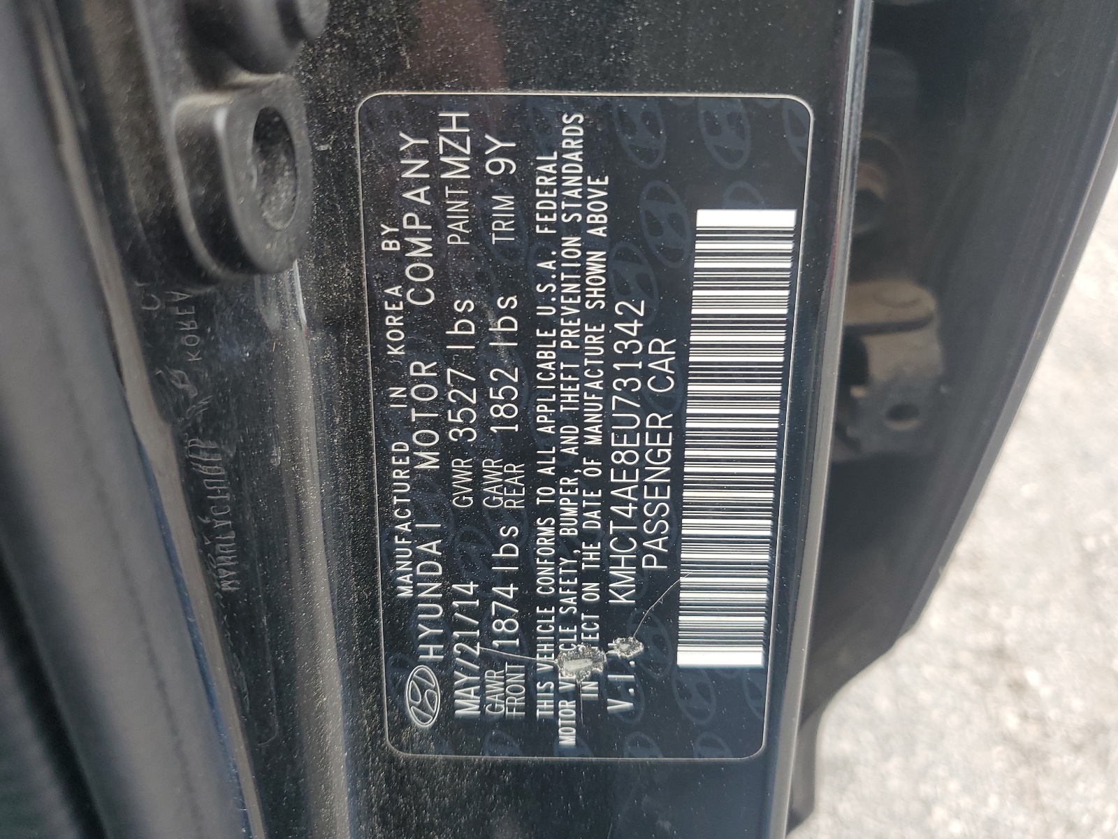 KMHCT4AE8EU731342 2014 Hyundai Accent Gls