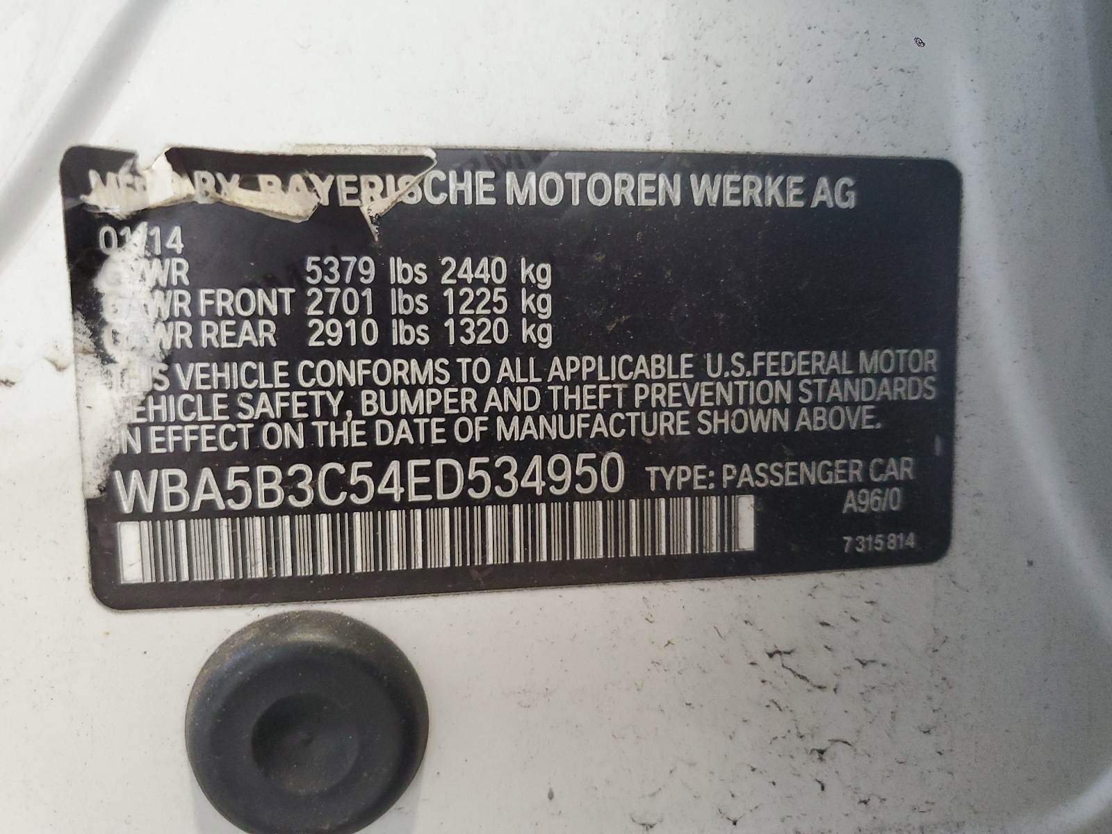 WBA5B3C54ED534950 2014 BMW 535 Xi