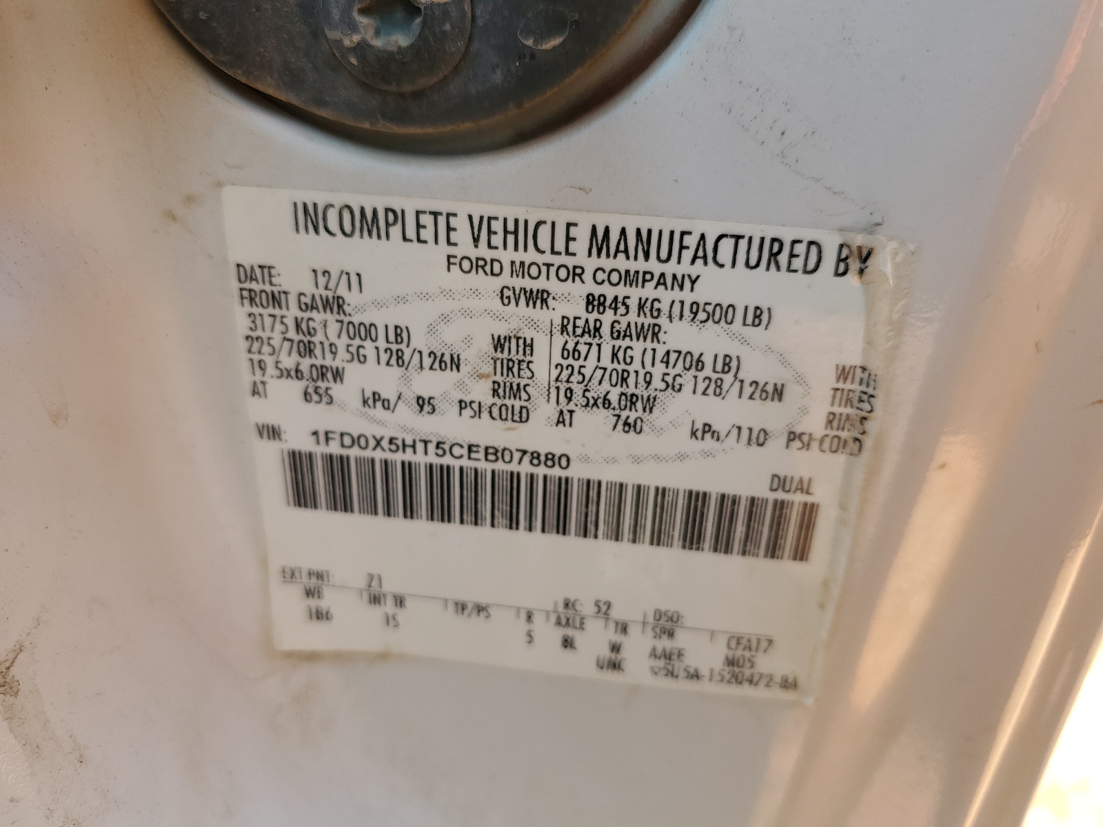 1FD0X5HT5CEB07880 2012 Ford F550 Super Duty