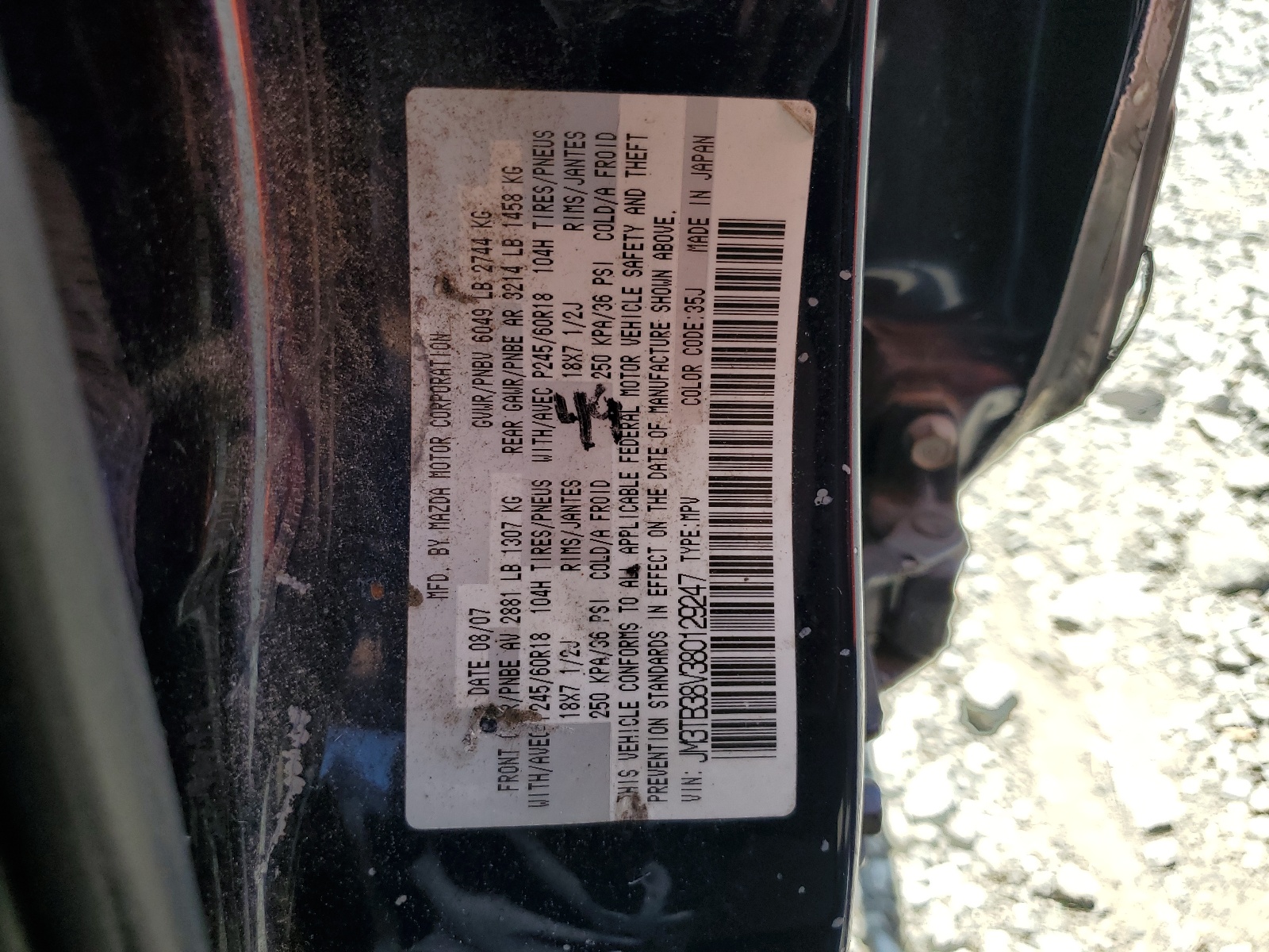 JM3TB38V380129247 2008 Mazda Cx-9