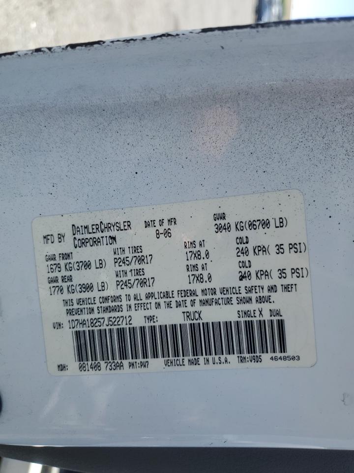 2007 Dodge Ram 1500 St VIN: 1D7HA18257J522712 Lot: 62329454