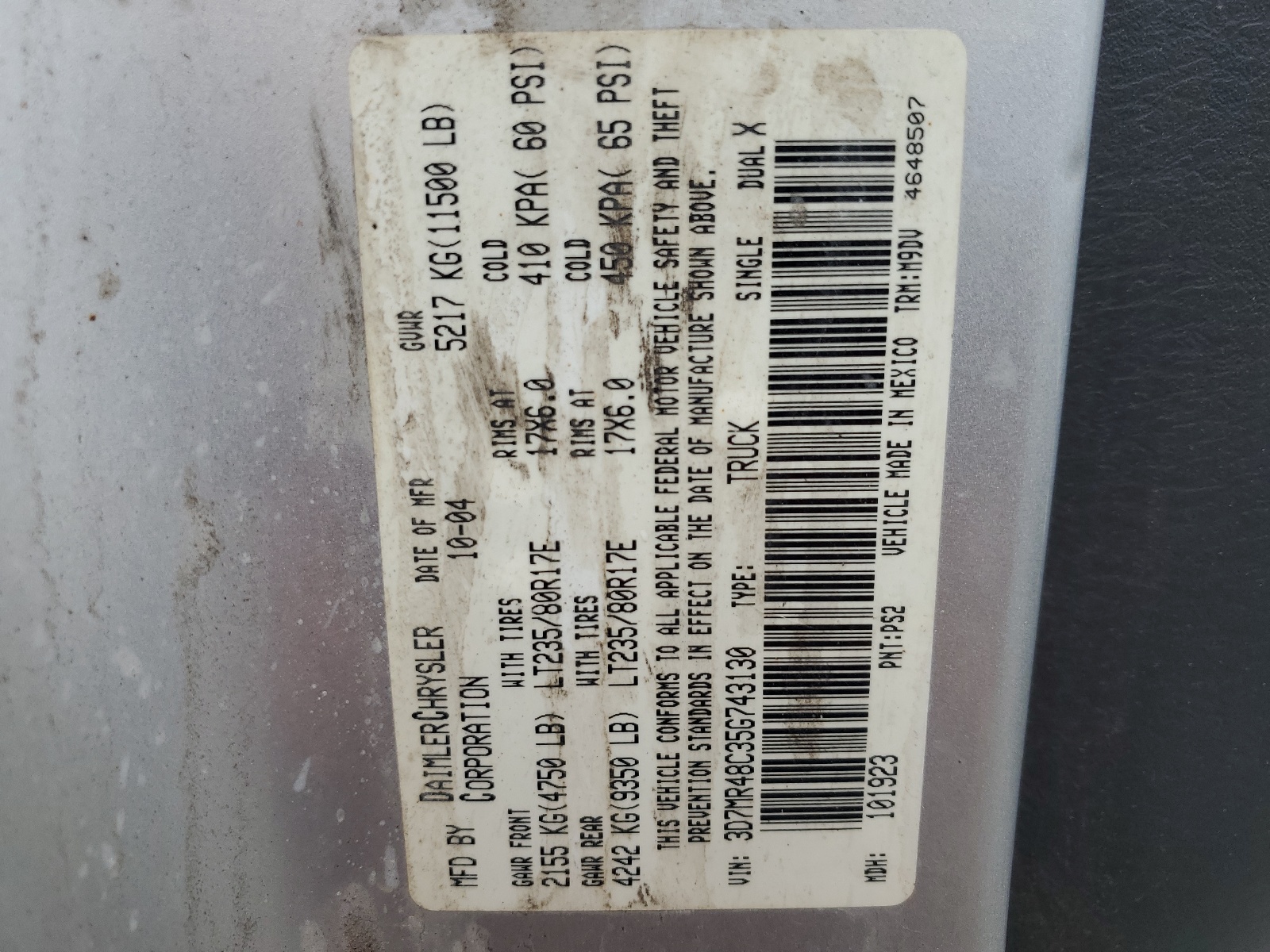 3D7MR48C35G743130 2005 Dodge Ram 3500 St