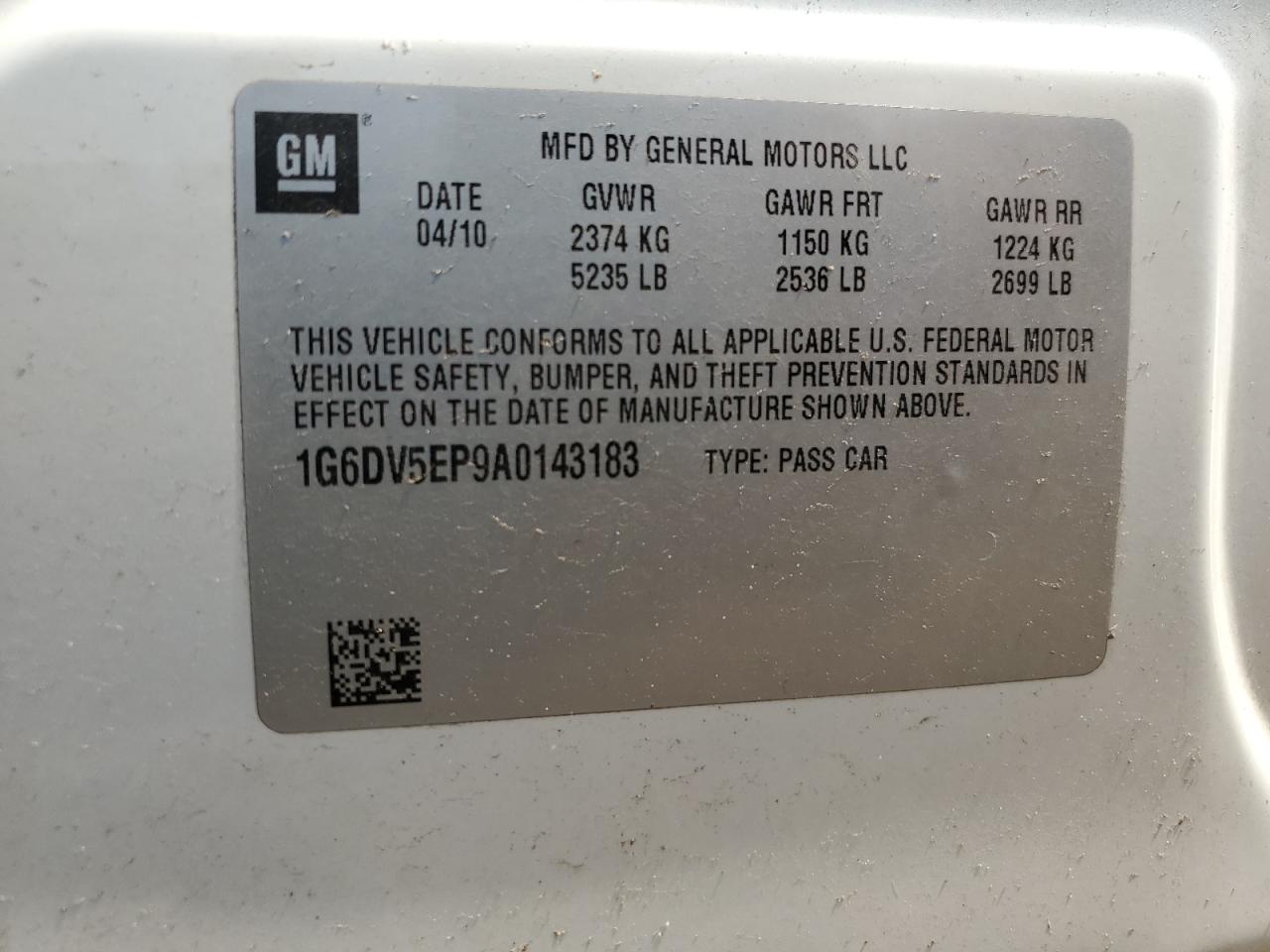 2010 Cadillac Cts-V VIN: 1G6DV5EP9A0143183 Lot: 64666594