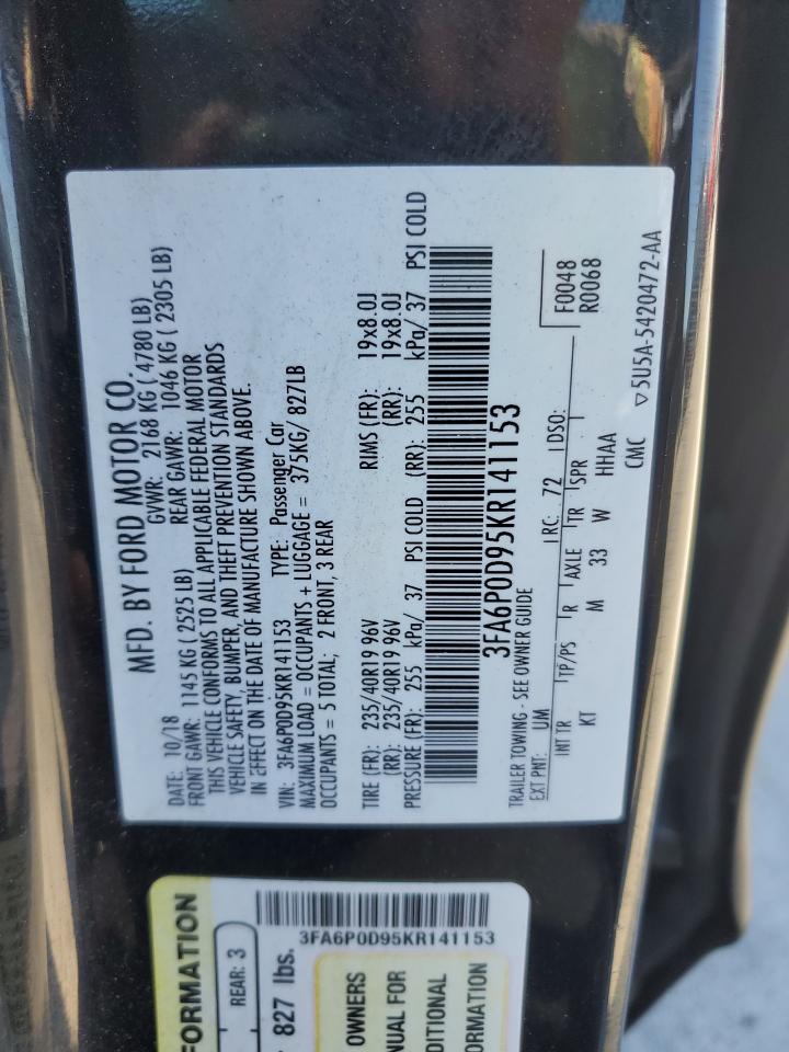 3FA6P0D95KR141153 2019 Ford Fusion Titanium