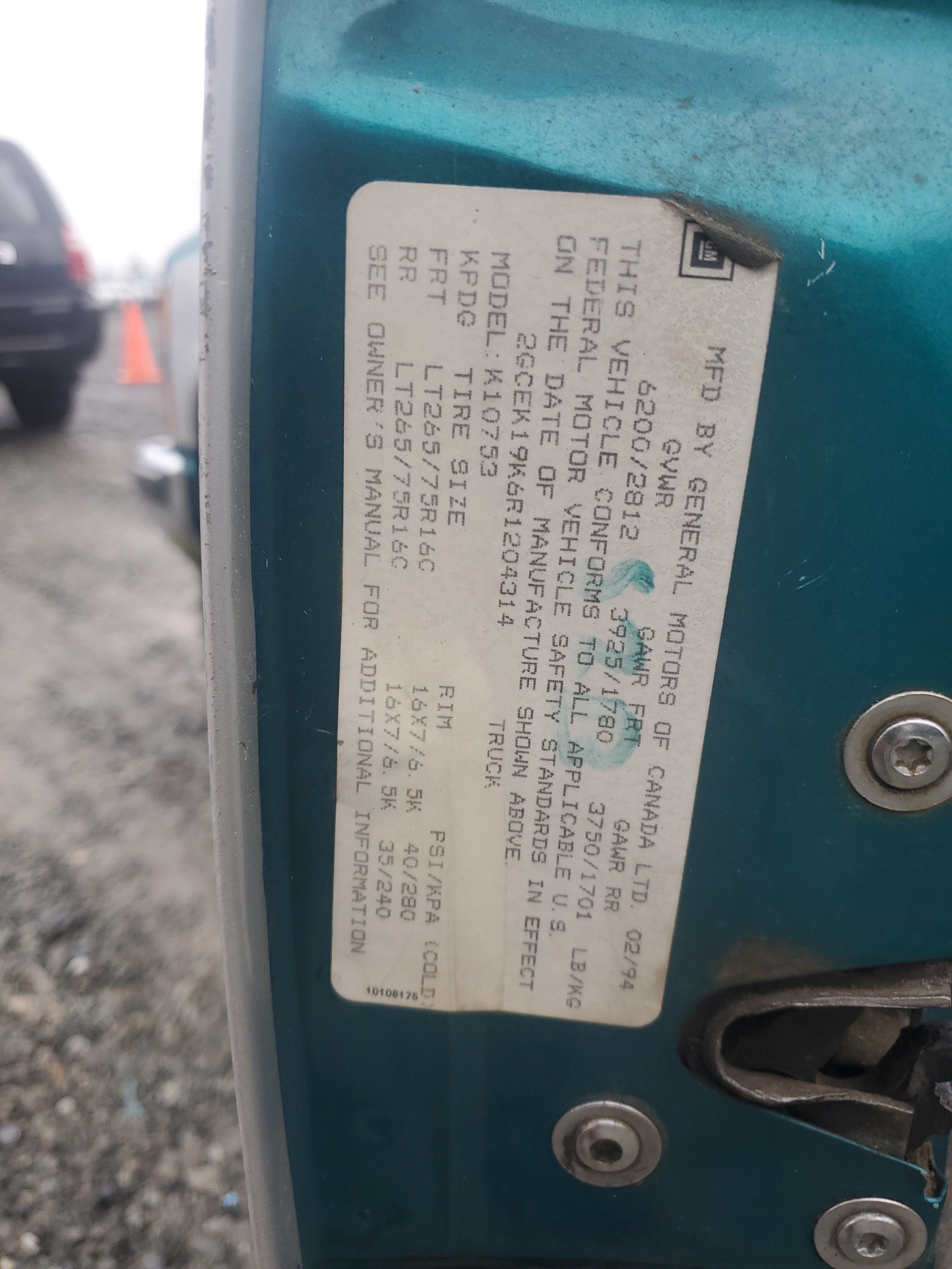 2GCEK19K6R1204314 1994 Chevrolet Gmt-400 K1500