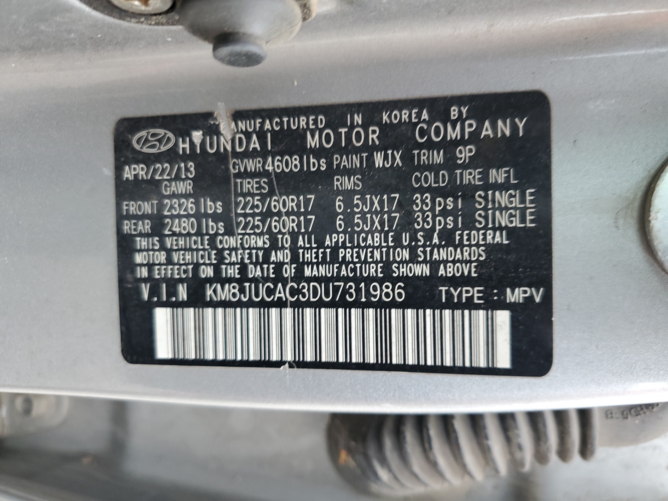 KM8JUCAC3DU731986 2013 Hyundai Tucson Gls