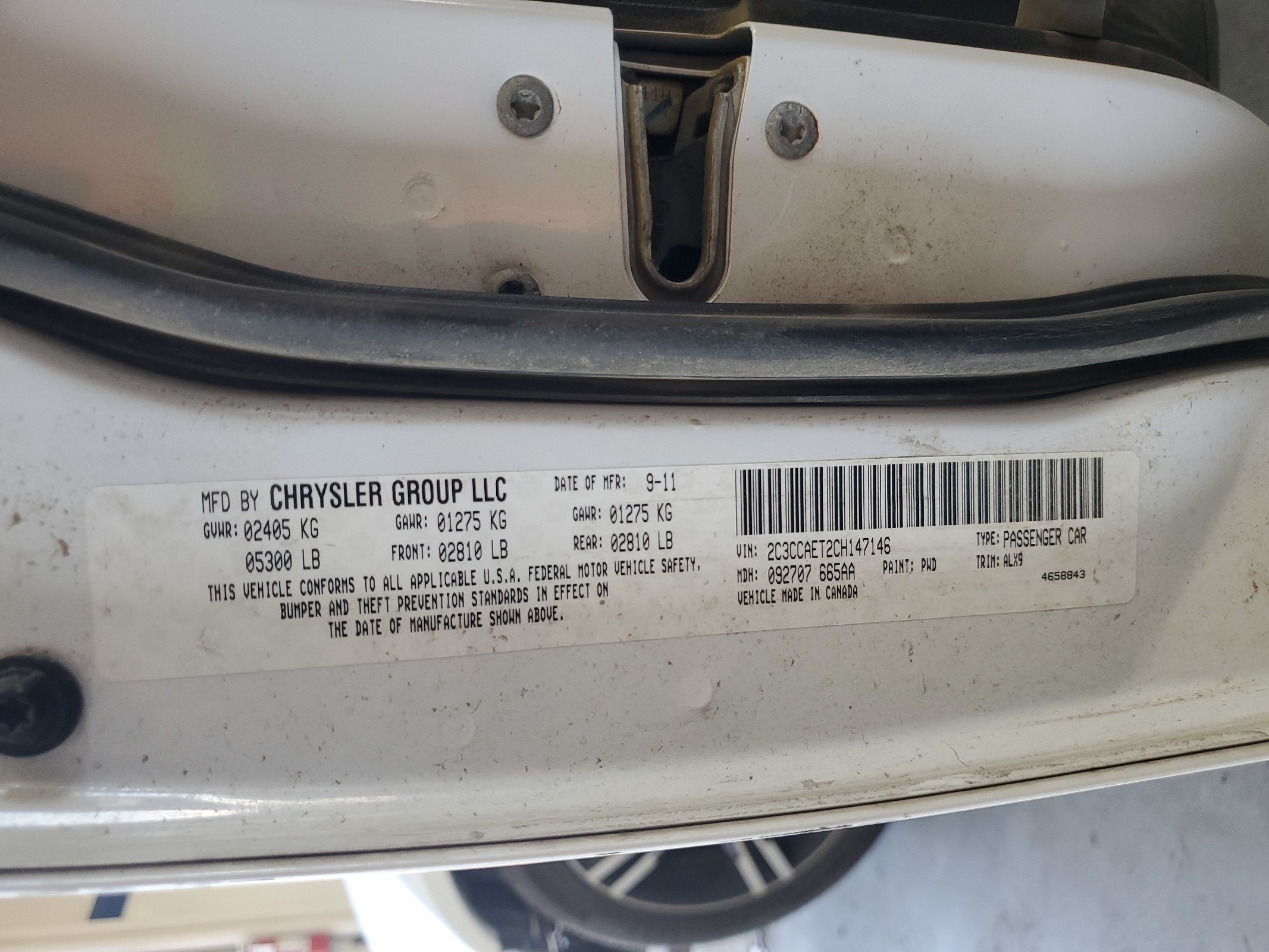 2C3CCAET2CH147146 2012 Chrysler 300C