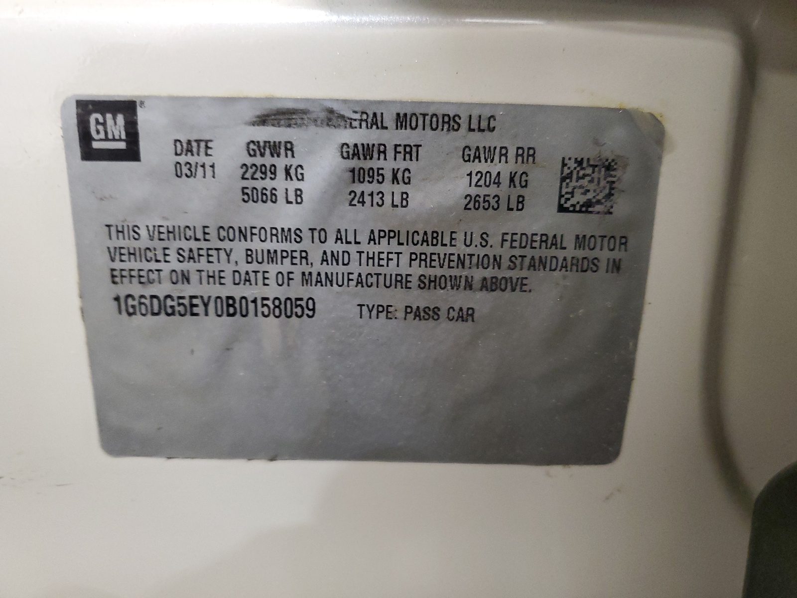 1G6DG5EY0B0158059 2011 Cadillac Cts Luxury Collection