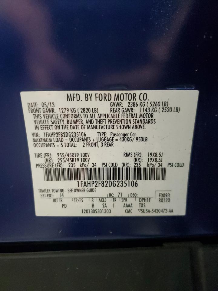 2013 Ford Taurus Limited VIN: 1FAHP2F82DG235106 Lot: 63564994