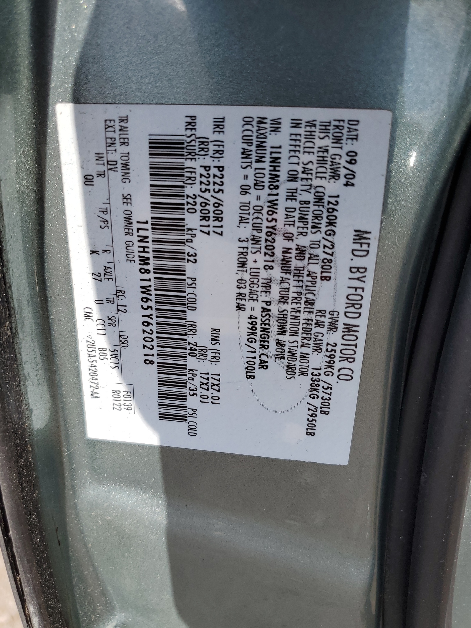 1LNHM81W65Y620218 2005 Lincoln Town Car Signature