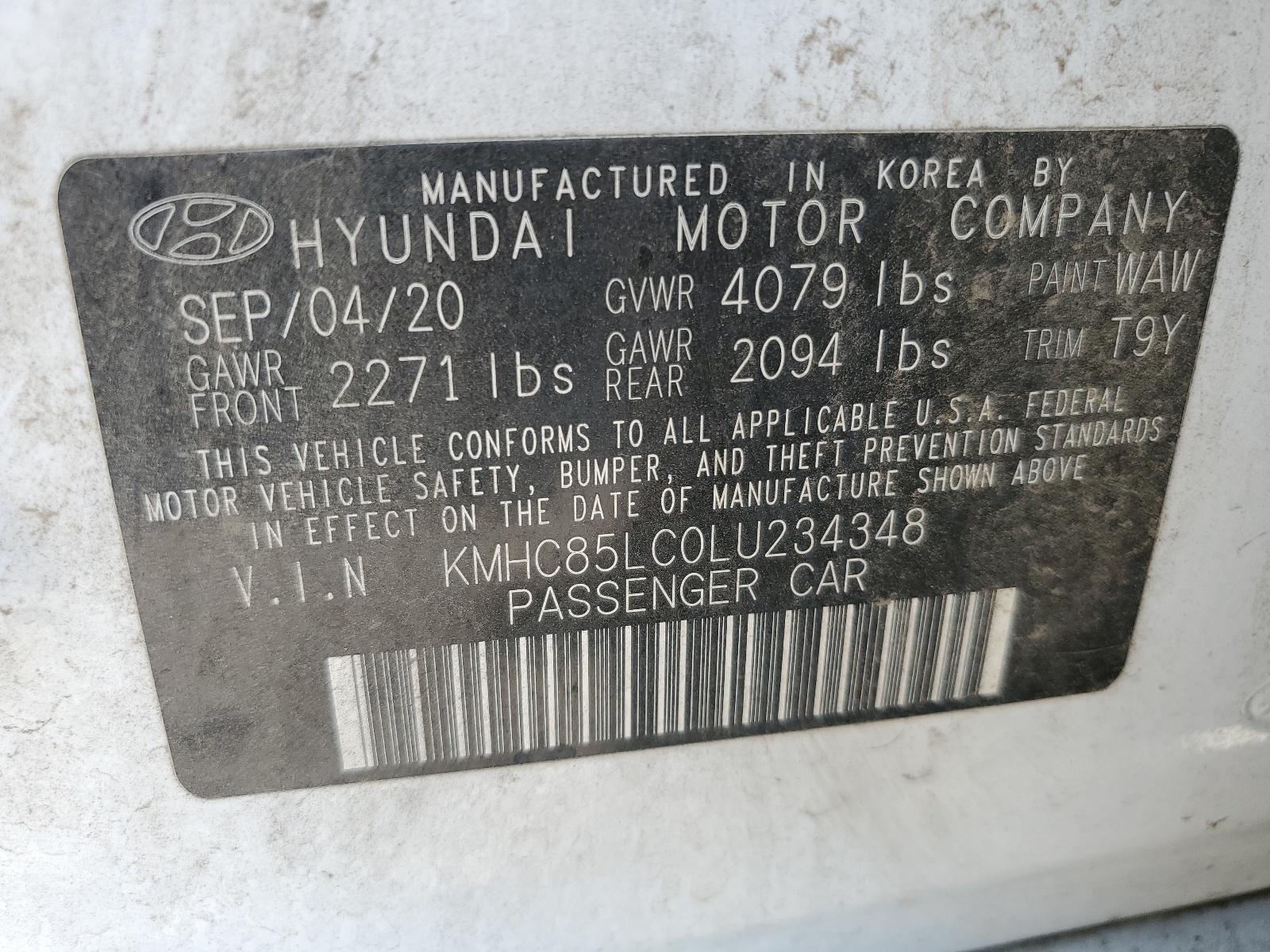 KMHC85LC0LU234348 2020 Hyundai Ioniq Sel