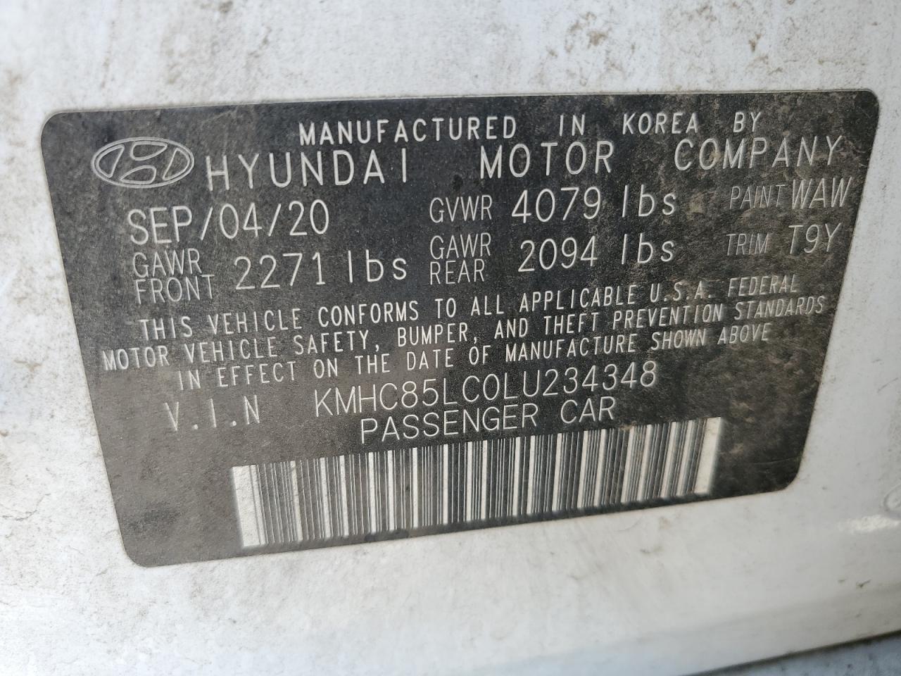 2020 Hyundai Ioniq Sel VIN: KMHC85LC0LU234348 Lot: 64636064