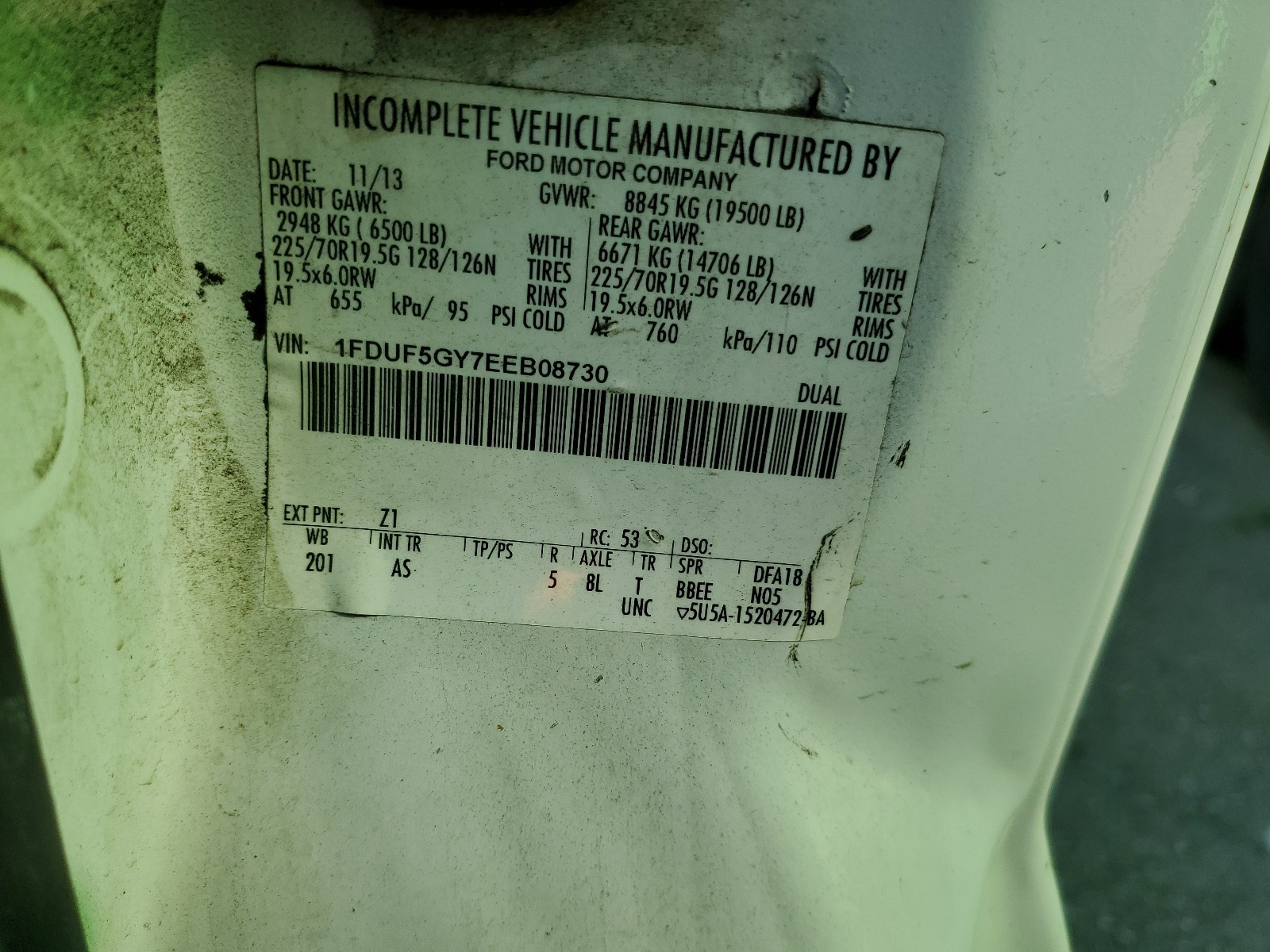 1FDUF5GY7EEB08730 2014 Ford F550 Super Duty