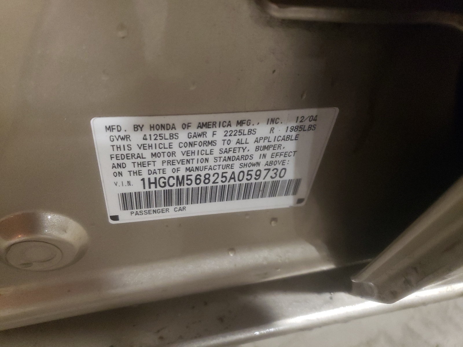 1HGCM56825A059730 2005 Honda Accord Ex