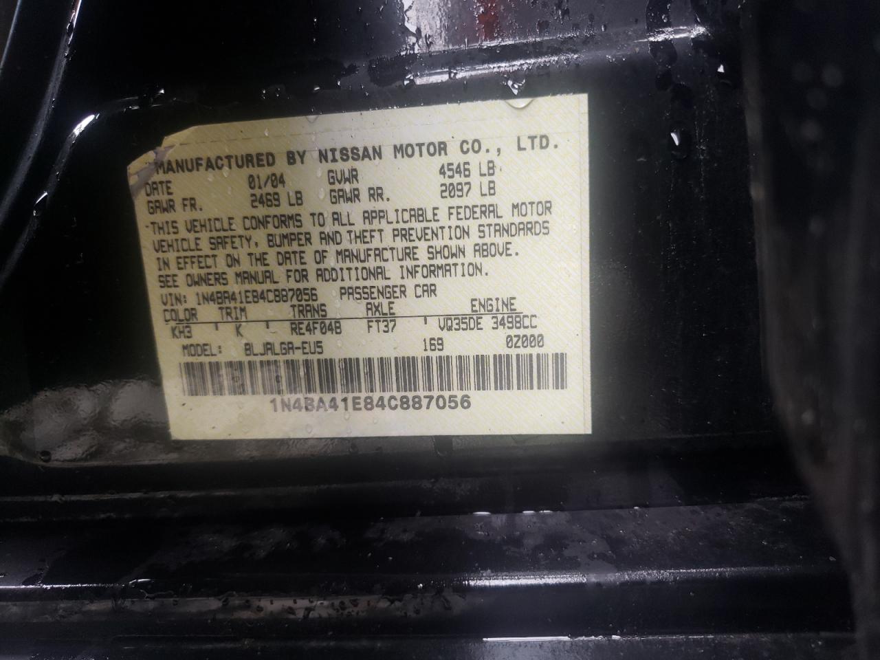 1N4BA41E84C887056 2004 Nissan Maxima Se