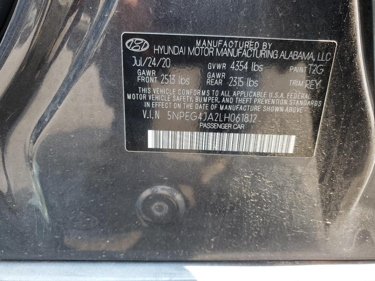 5NPEG4JA2LH061812 2020 Hyundai Sonata Se