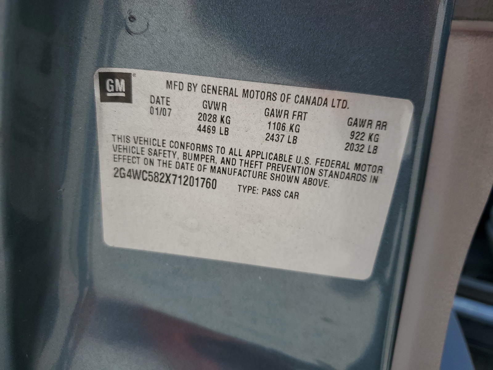 2G4WC582X71201760 2007 Buick Lacrosse Cx