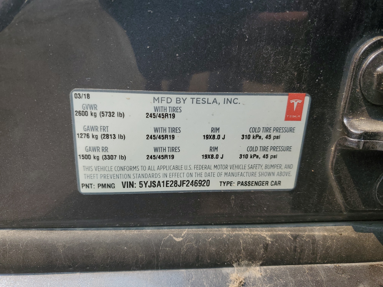 5YJSA1E28JF246920 2018 Tesla Model S