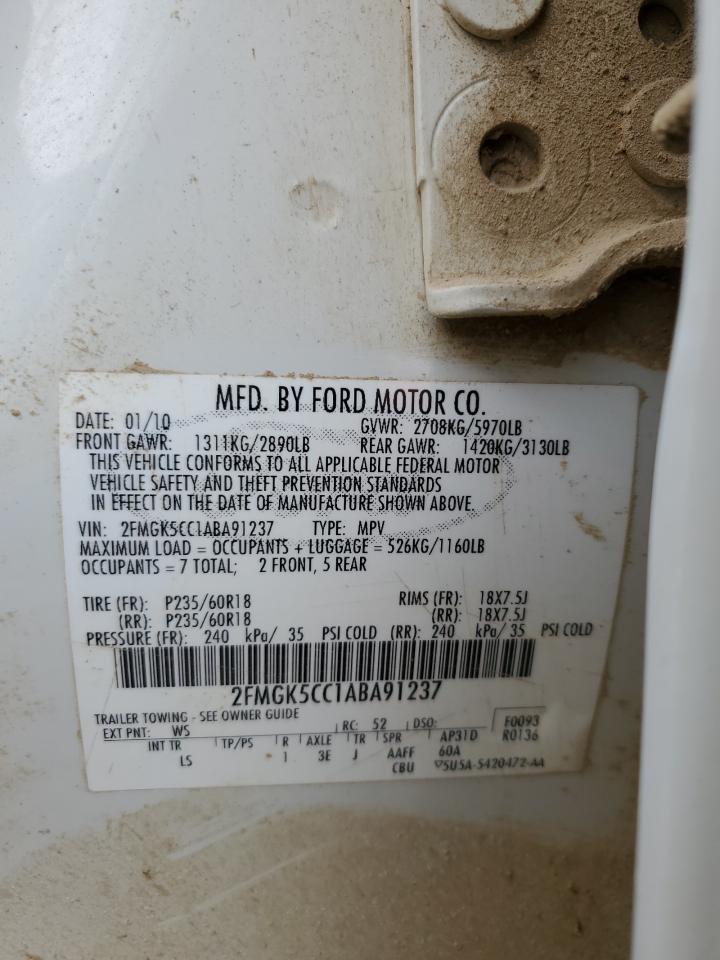 2010 Ford Flex Sel VIN: 2FMGK5CC1ABA91237 Lot: 63749484