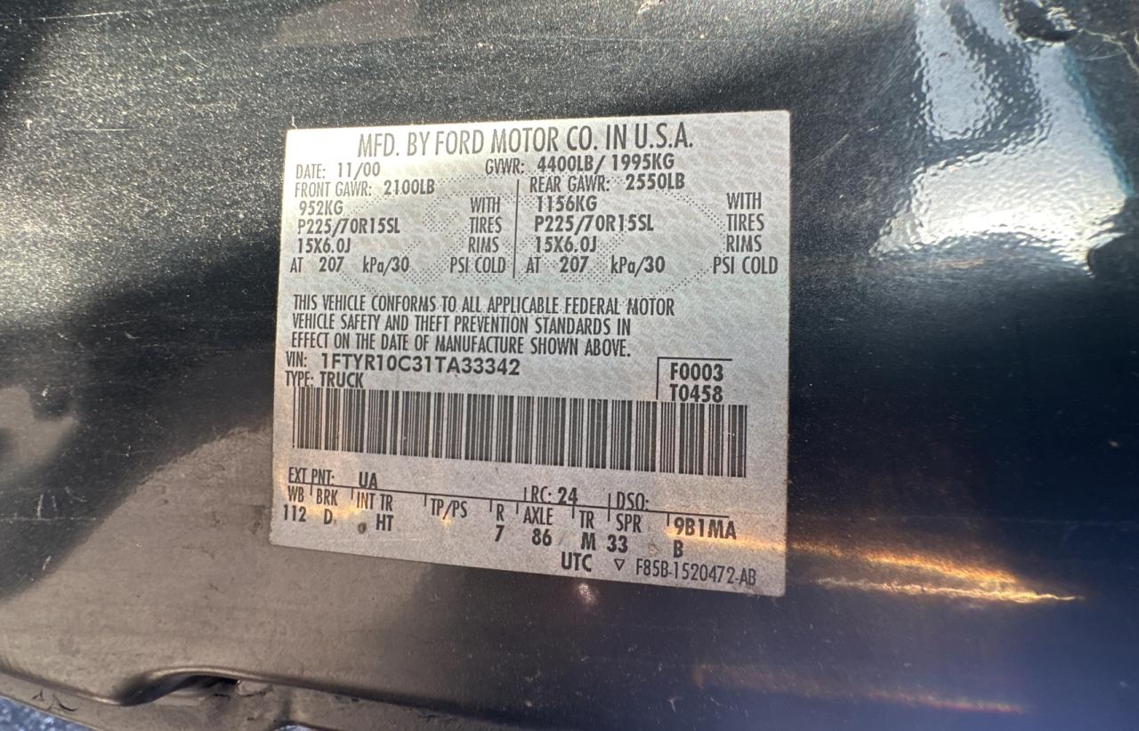 2001 Ford Ranger VIN: 1FTYR10C31TA33342 Lot: 64905924