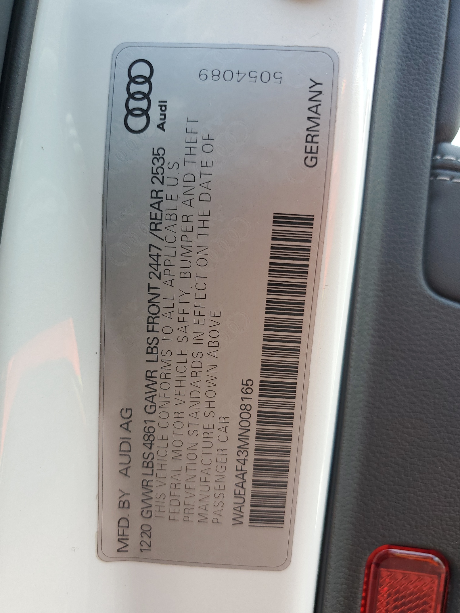 WAUEAAF43MN008165 2021 Audi A4 Premium Plus 45