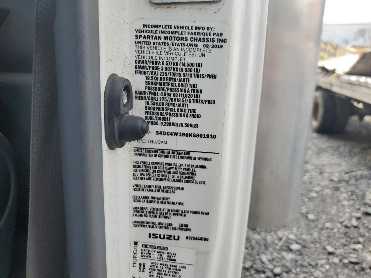 2019 Isuzu Npr Hd VIN: 54DC4W1B0KS801910 Lot: 66196884