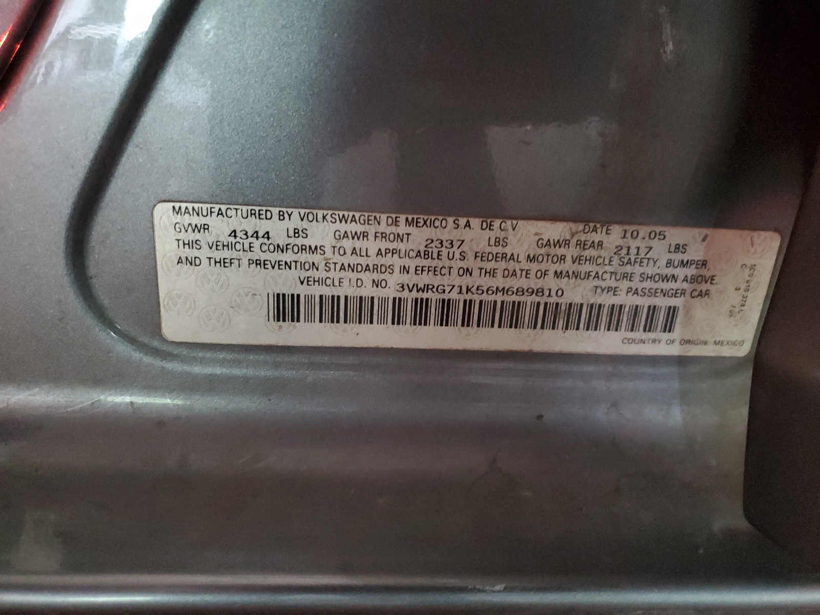 3VWRG71K56M689810 2006 Volkswagen Jetta 2.5