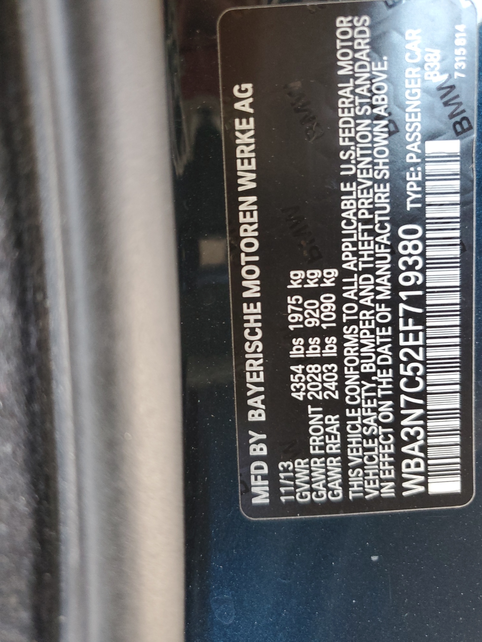 WBA3N7C52EF719380 2014 BMW 428 I