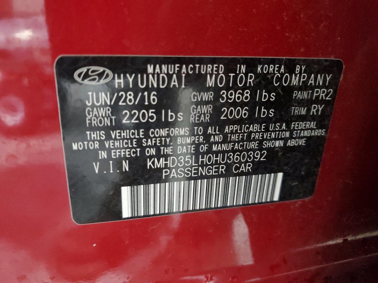 2017 Hyundai Elantra Gt VIN: KMHD35LH0HU360392 Lot: 62326674