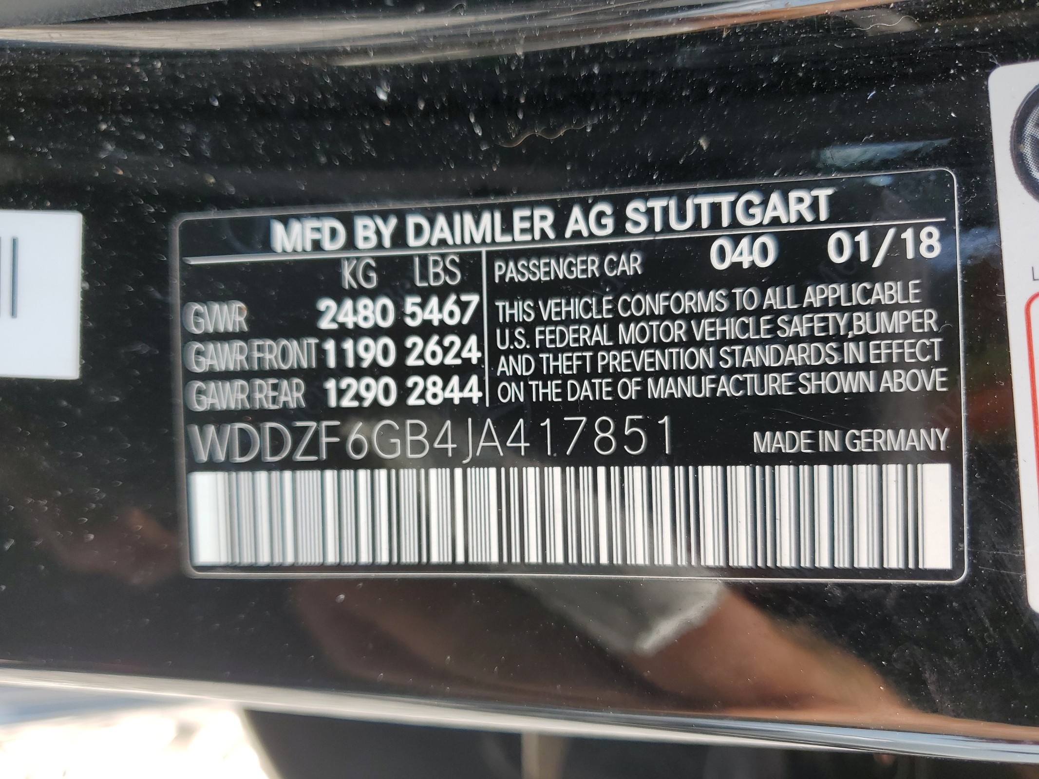 WDDZF6GB4JA417851 2018 Mercedes-Benz E 400 4Matic