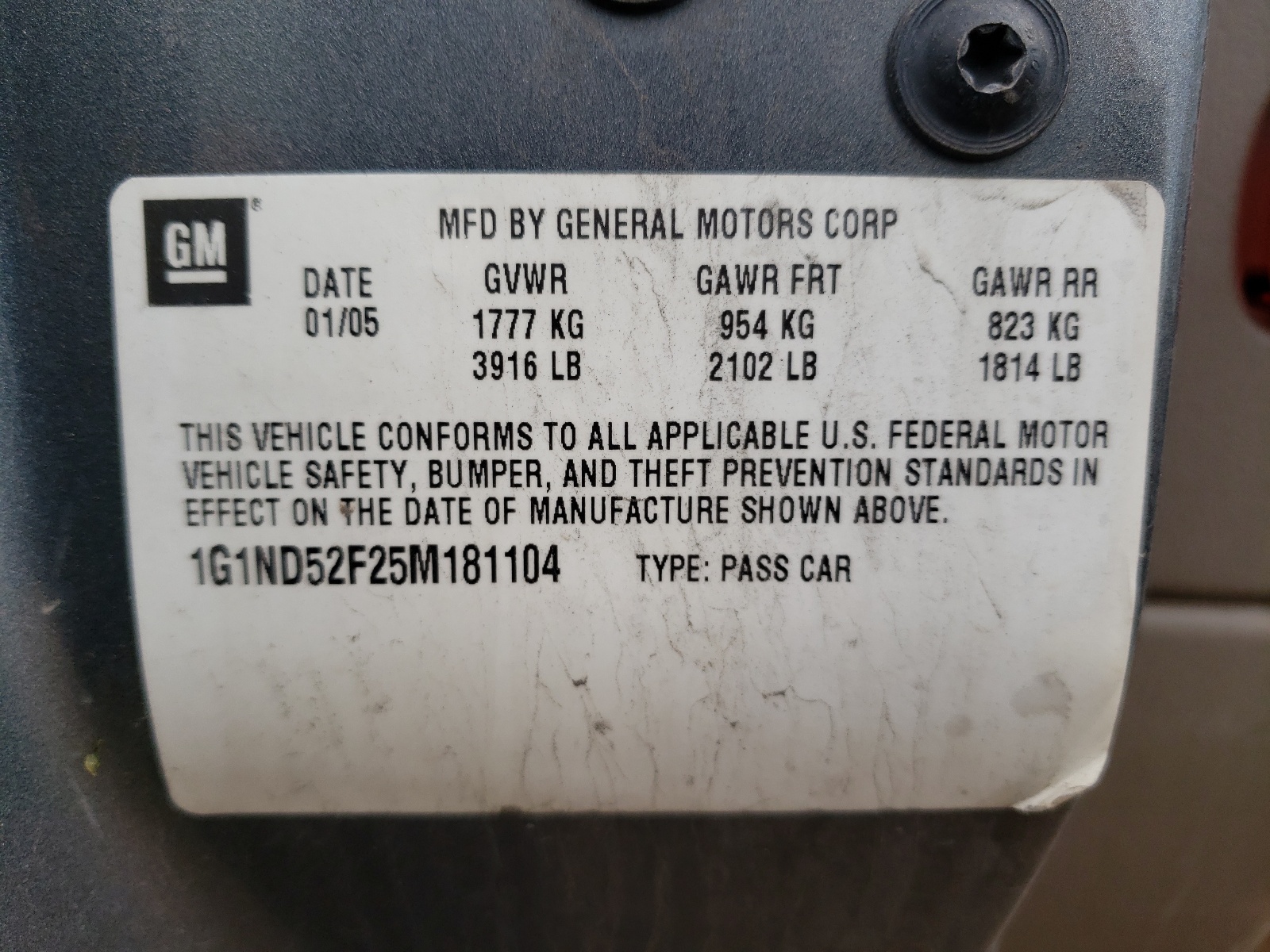 1G1ND52F25M181104 2005 Chevrolet Classic