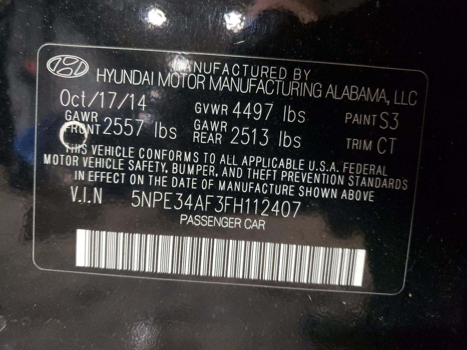 5NPE34AF3FH112407 2015 Hyundai Sonata Sport