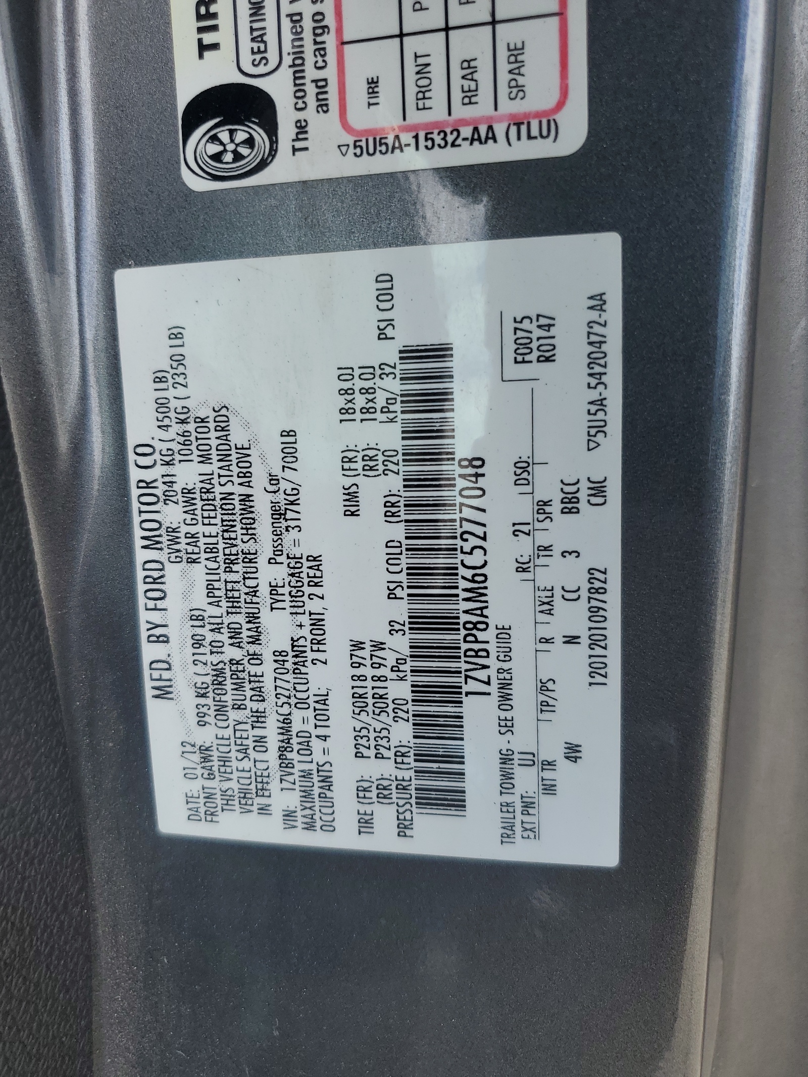 1ZVBP8AM6C5277048 2012 Ford Mustang