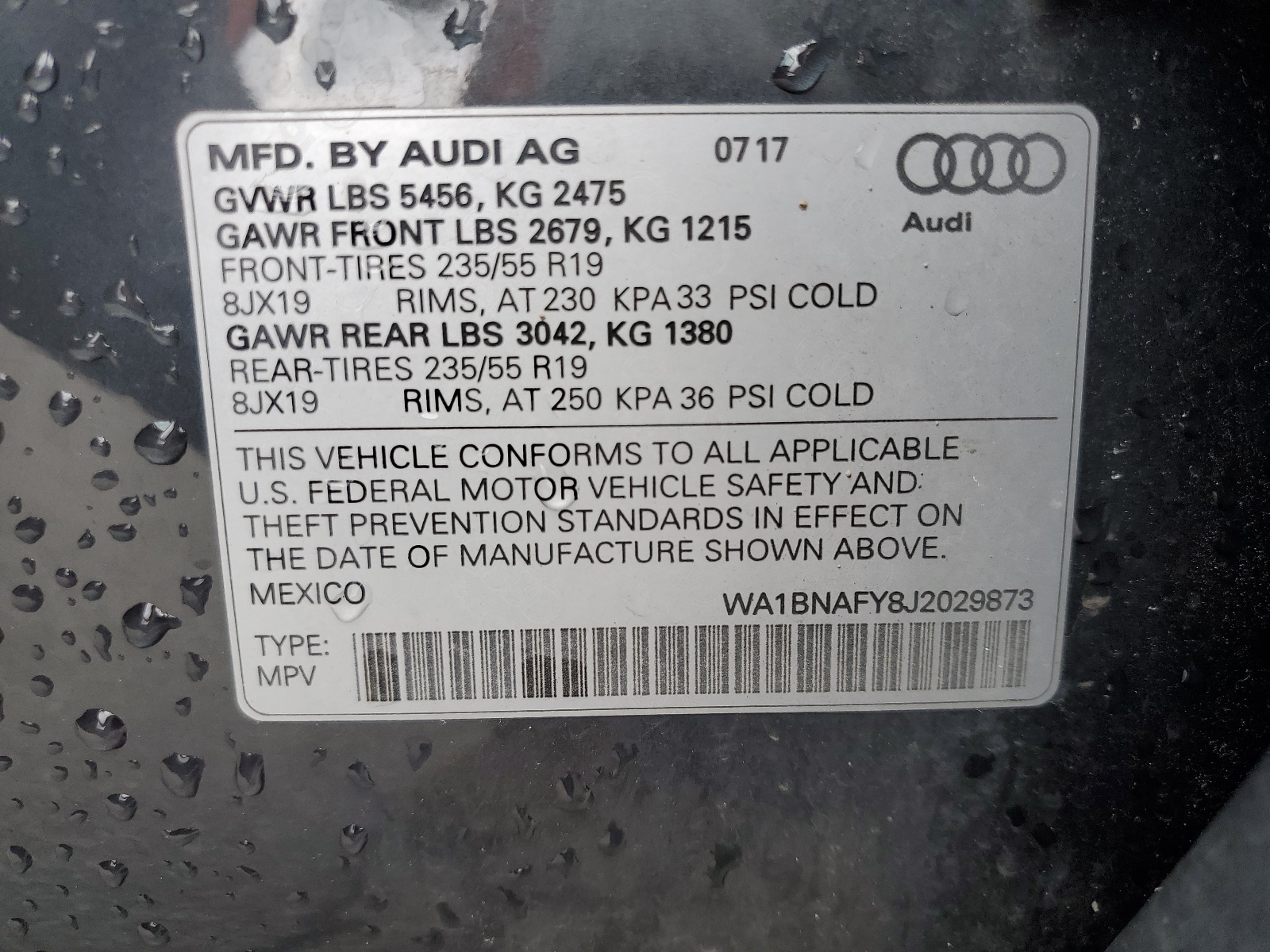 WA1BNAFY8J2029873 2018 Audi Q5 Premium Plus