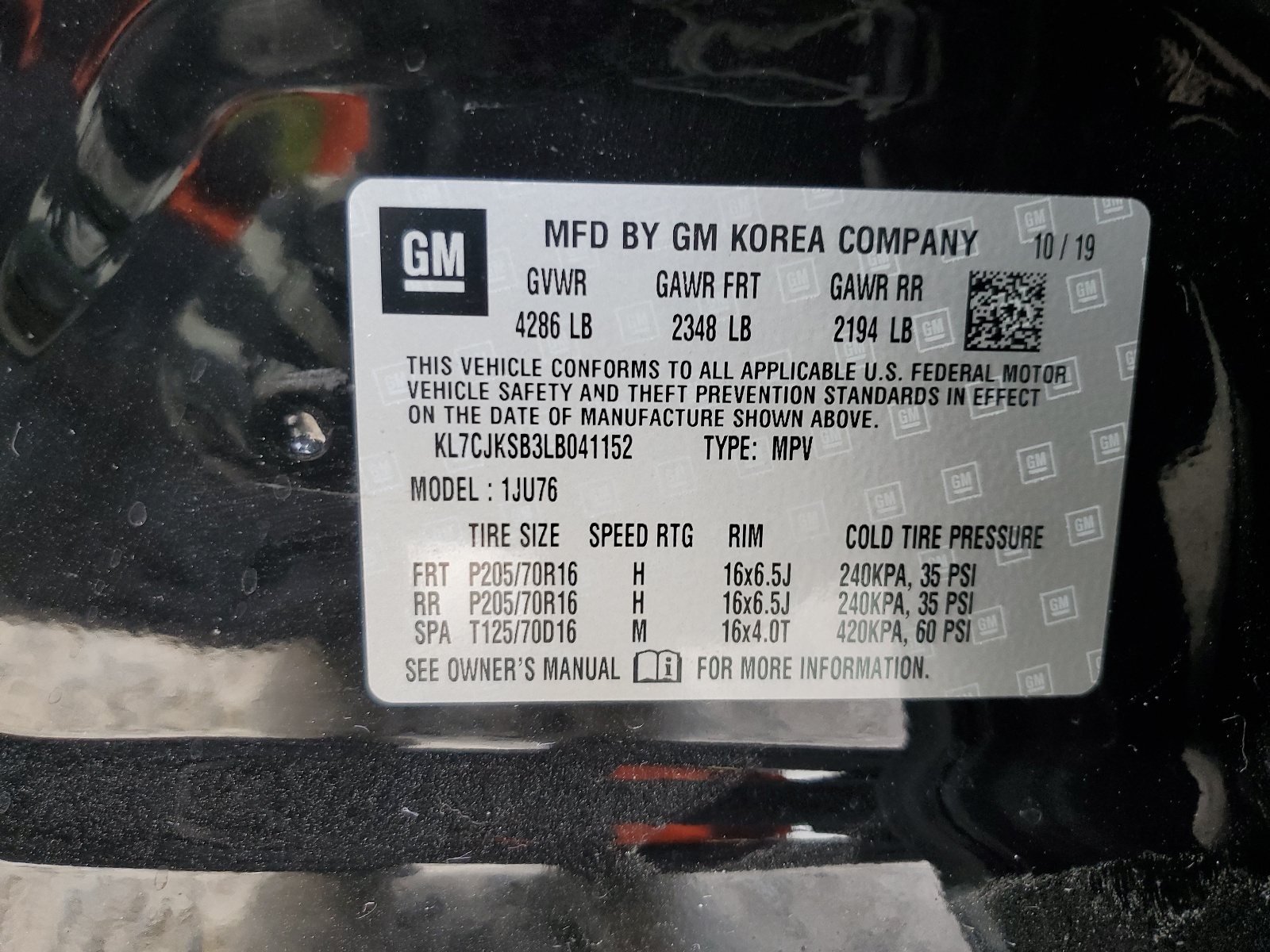 KL7CJKSB3LB041152 2020 Chevrolet Trax Ls